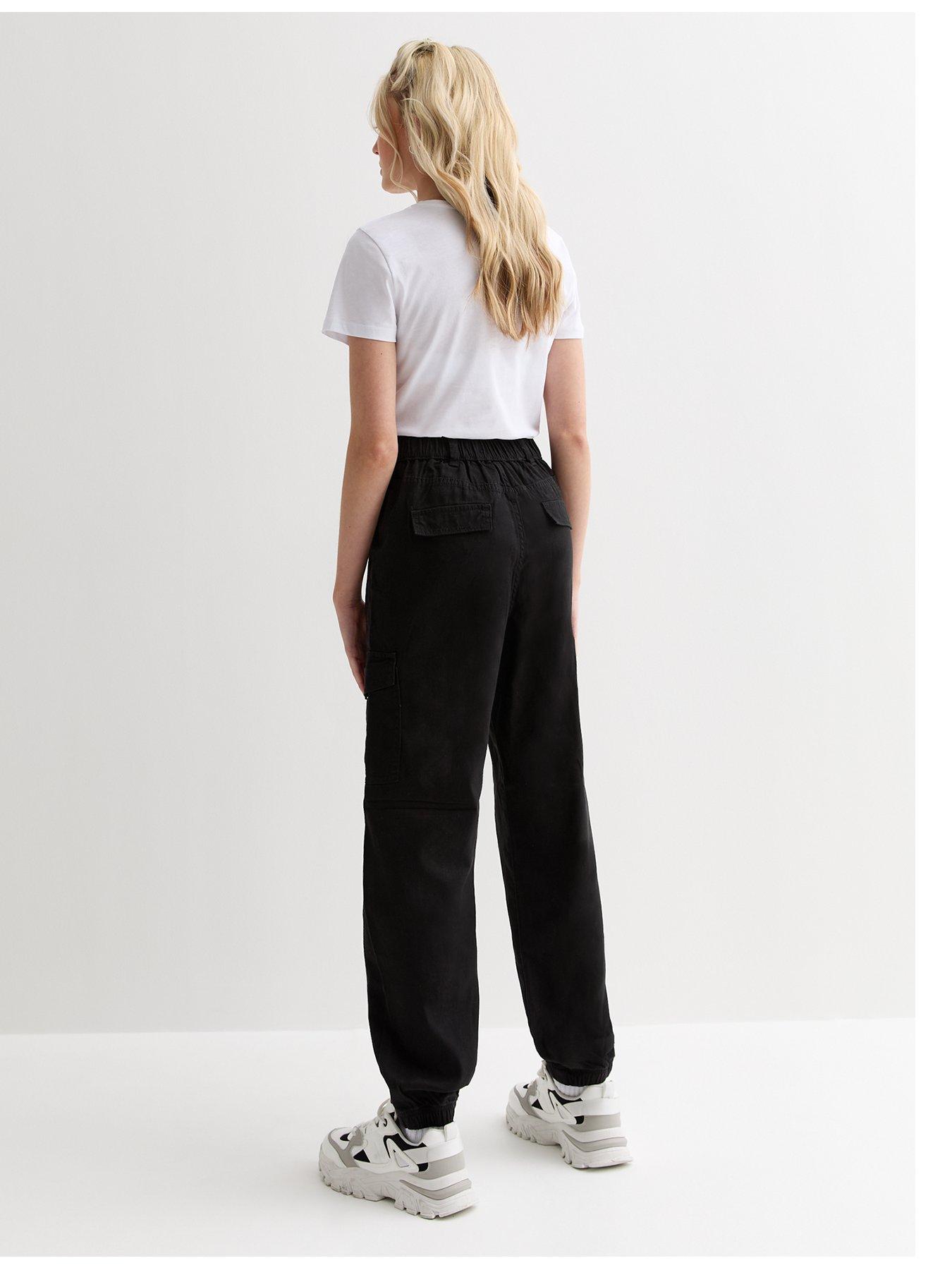 New Look 915 Girls Black Cotton Cuffed Cargo Trousers | Very.co.uk