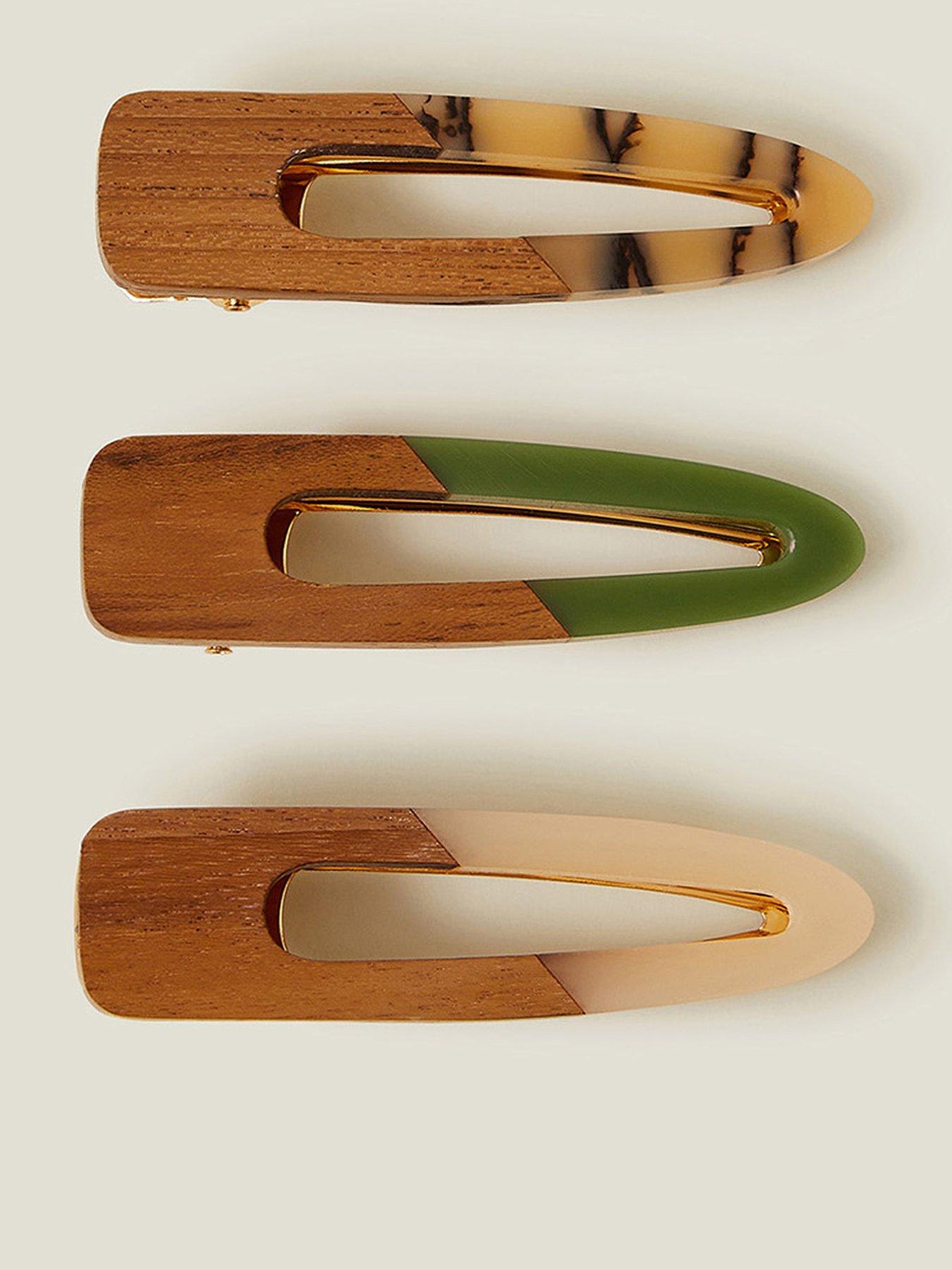Image 1 of 3 of Accessorize 3 X Wooden Resin Clips