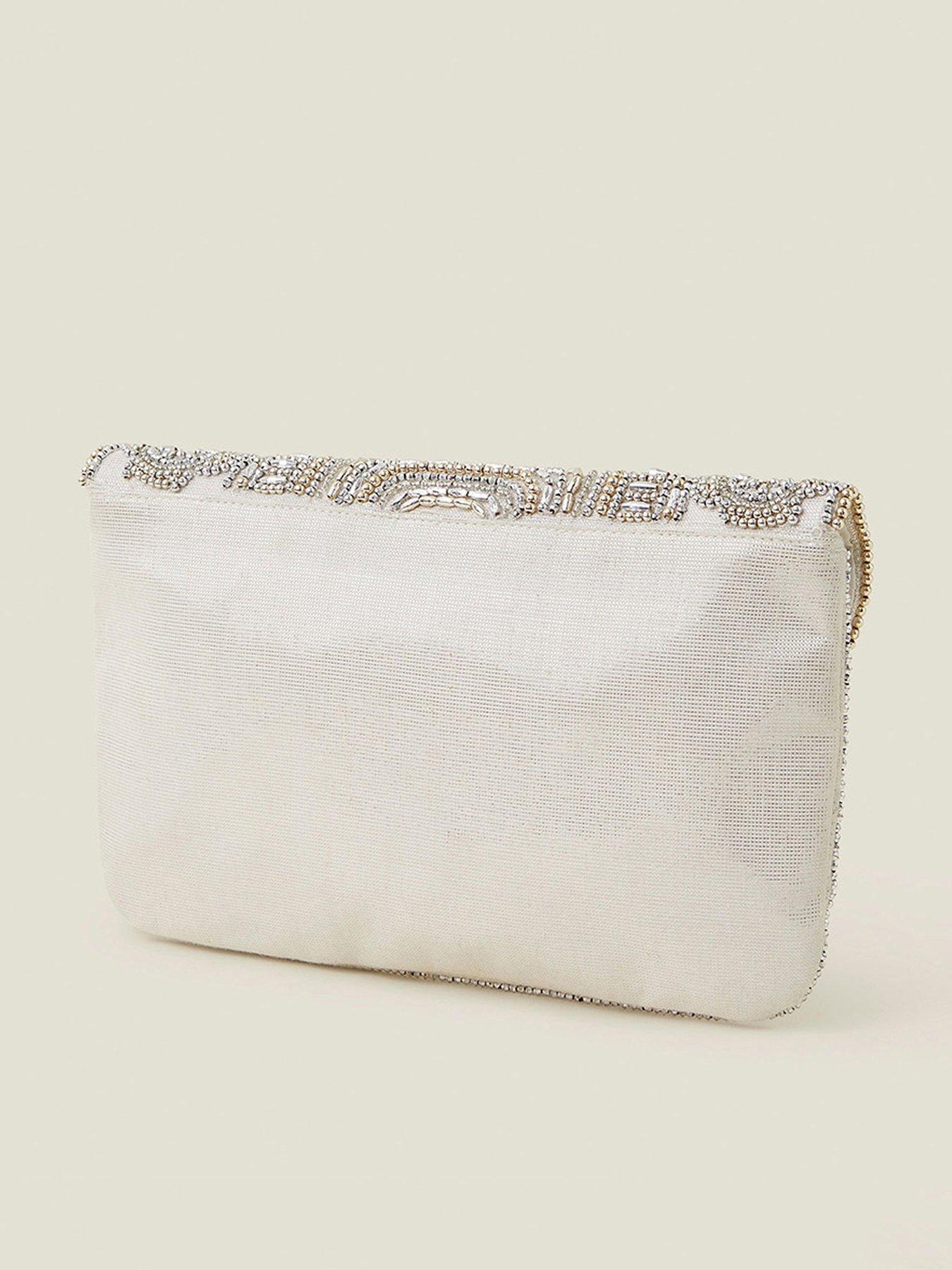 Image 3 of 4 of Accessorize Silver Beaded Flap Clutch