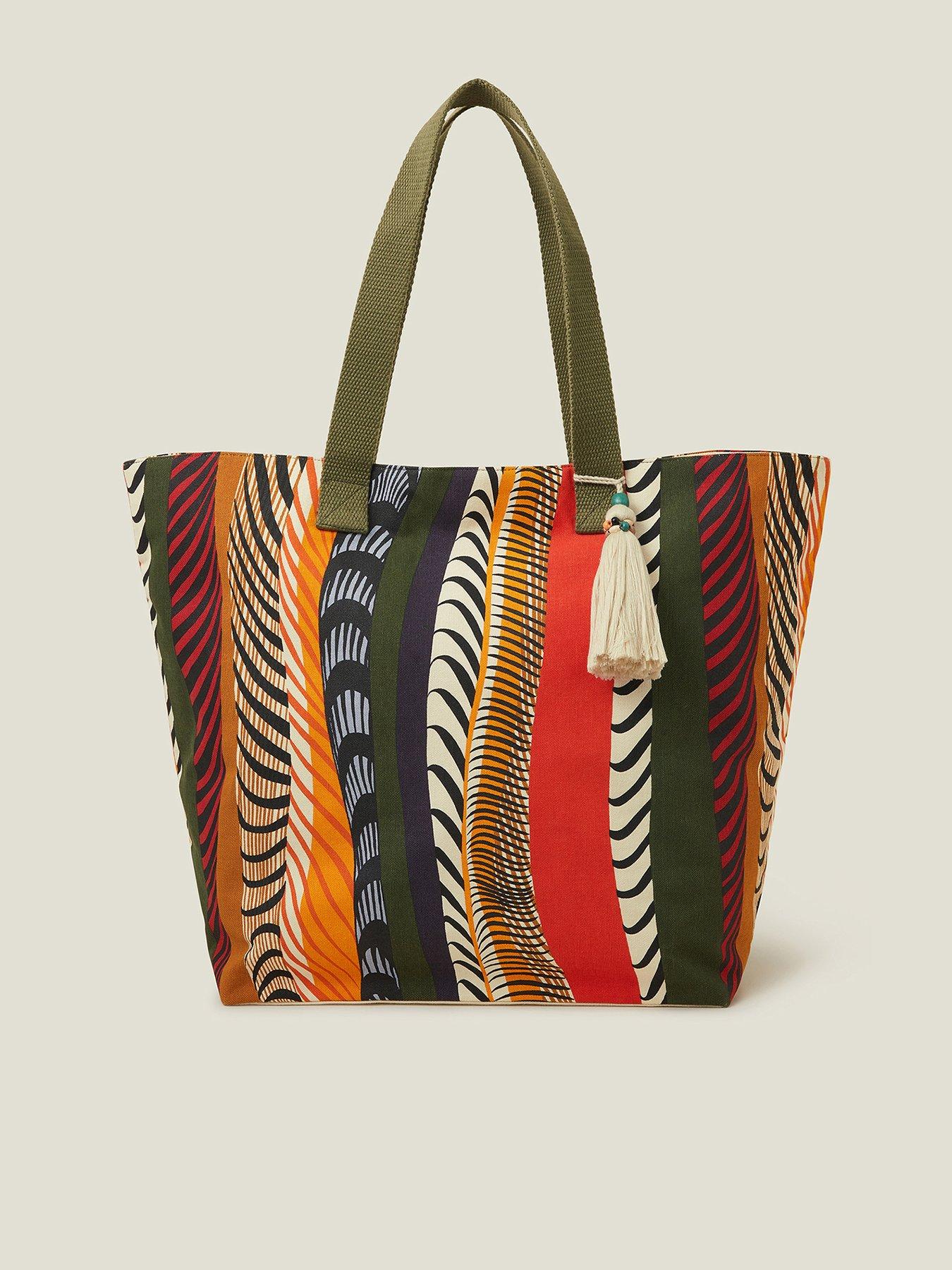 Image 1 of 4 of Accessorize Multi Stripe Beach Tote