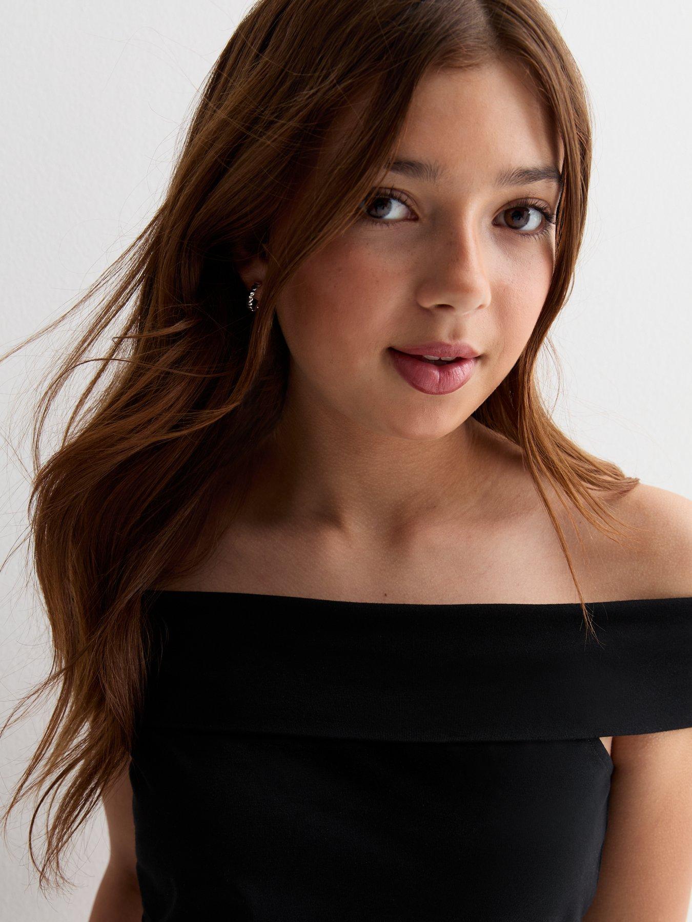 Ladies black bardot tops deals