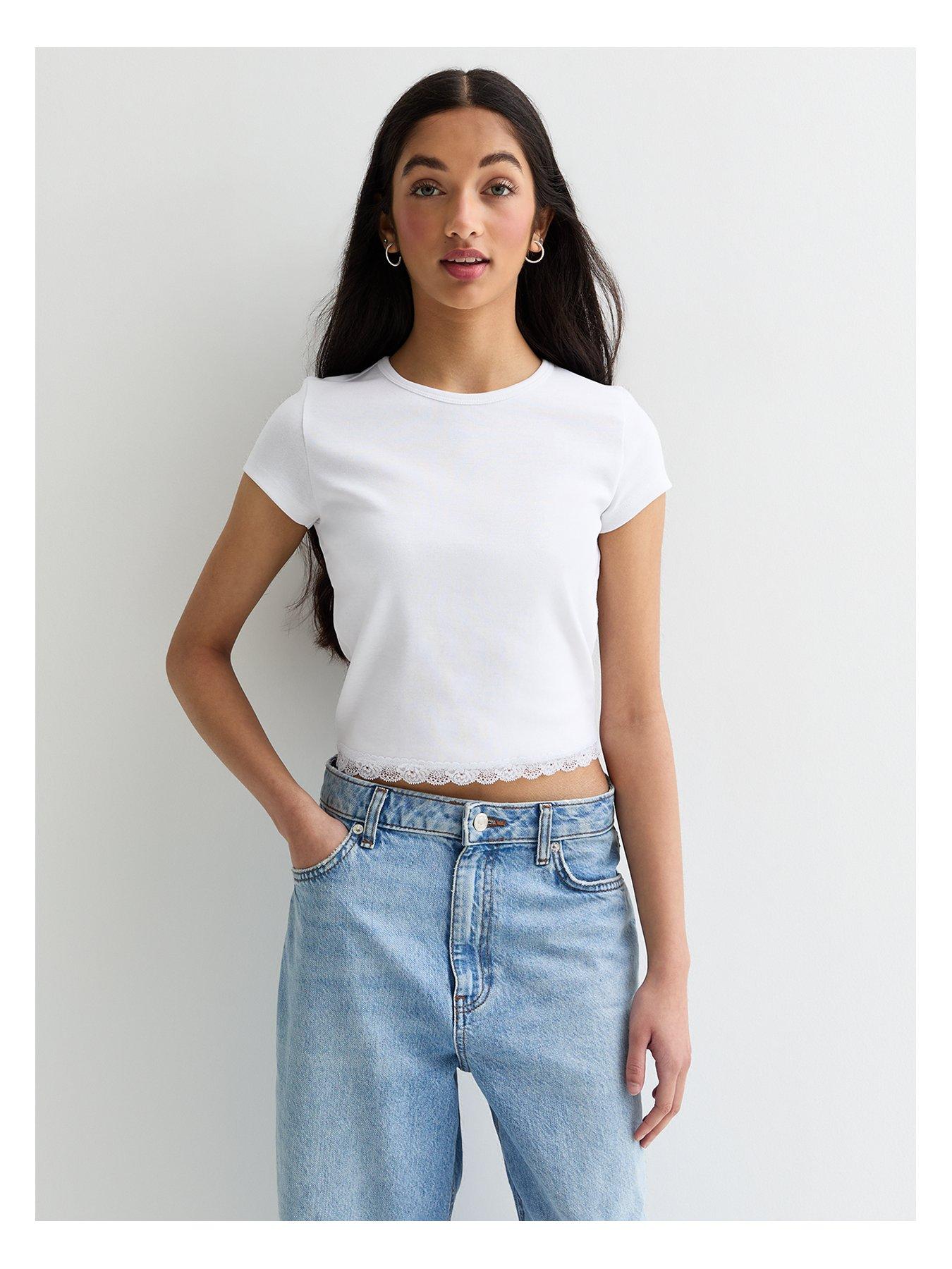 Girls white lace shirt online