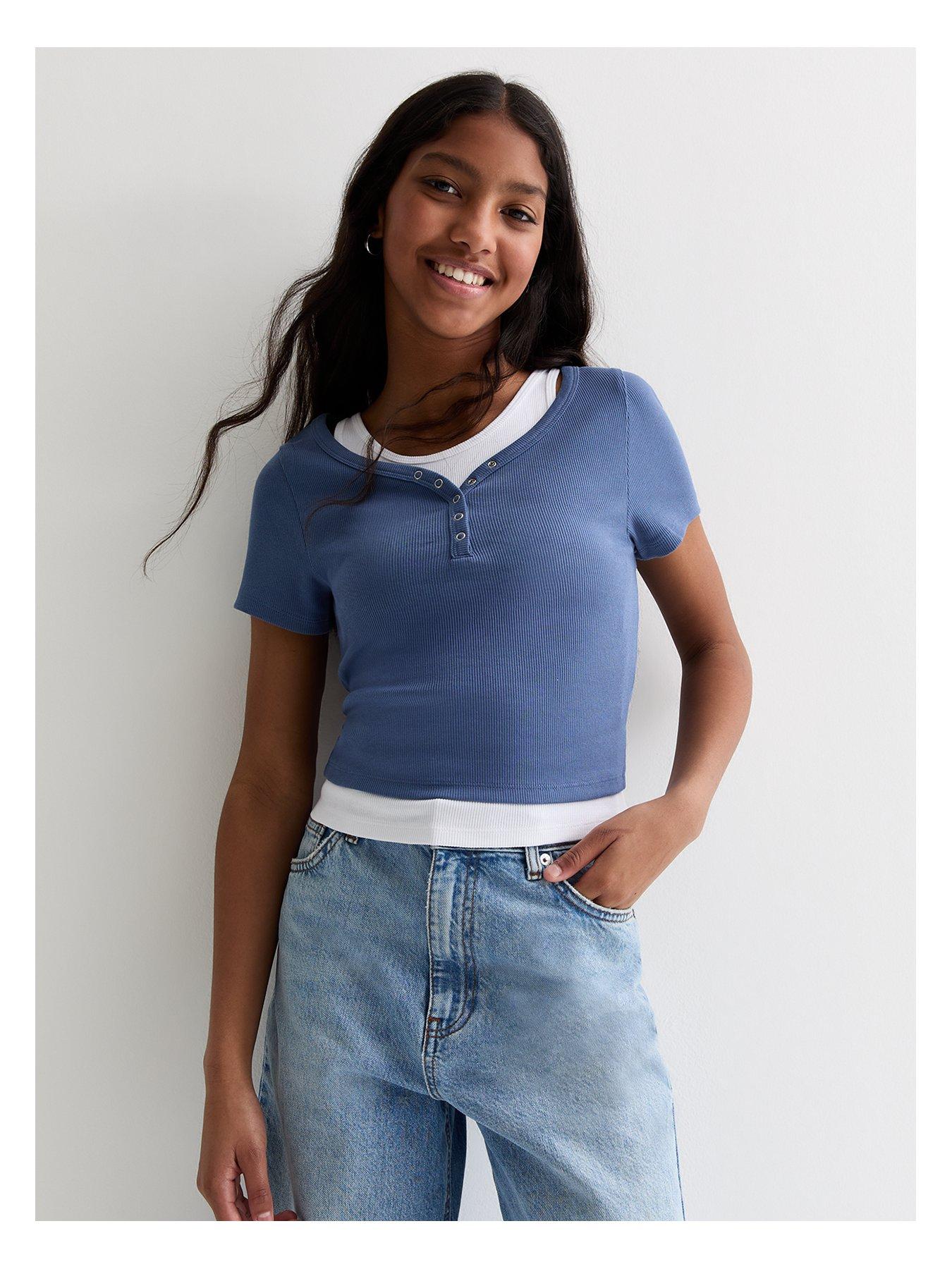 T-shirt Manches Longues New Look Fille - Gris - 12-13 Ans - Coton - Basique