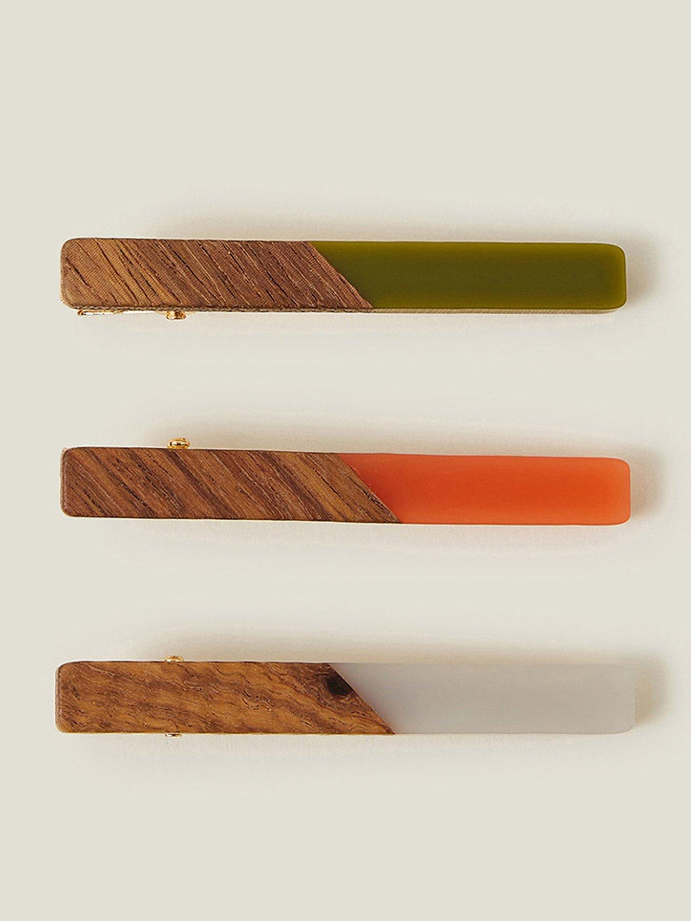 Image 1 of 3 of Accessorize 3 X Wooden Resin Snap Cli
