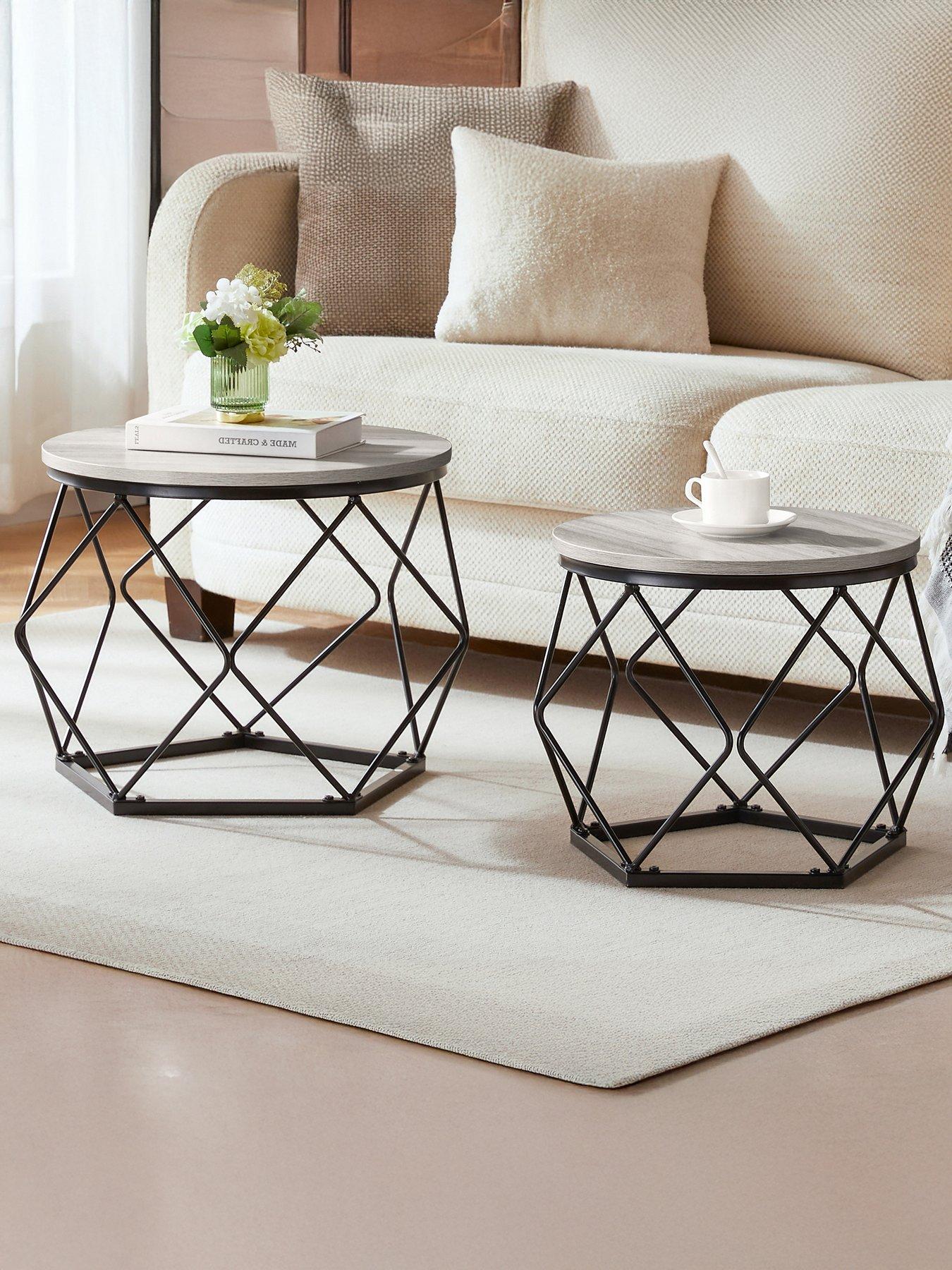 Vida Designs Brooklyn Nest van Tafels 2 Stuk Set Koffie Side End Tafels Industriële Rustieke