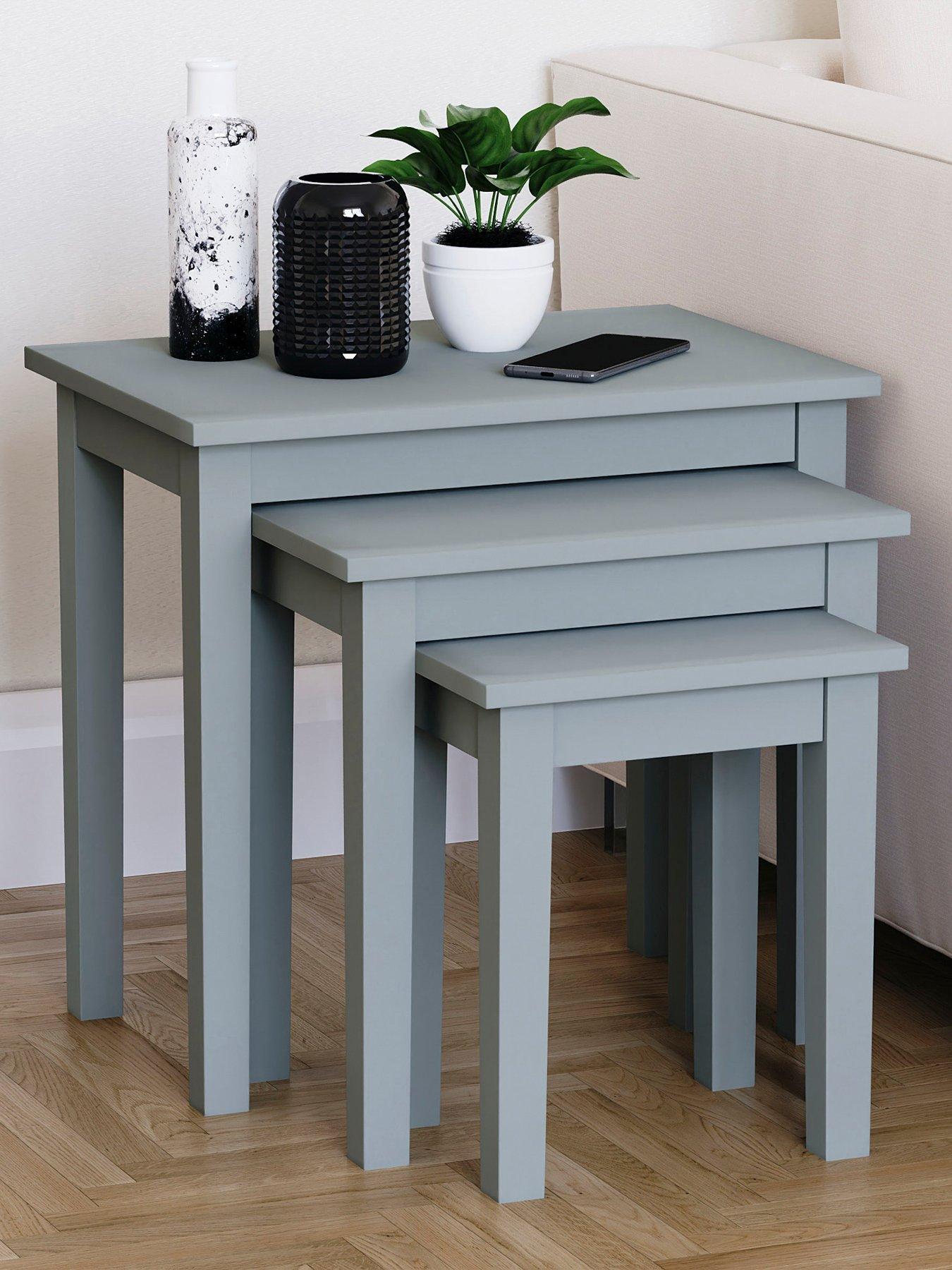 Product photograph of Vida Designs Yorkshire Nest Of 3 Tables - Grey from very.co.uk