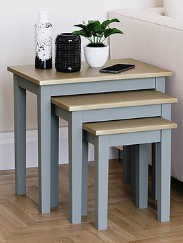 Product photograph of Vida Designs Yorkshire Nest Of 3 Tables - Grey Oak from very.co.uk
