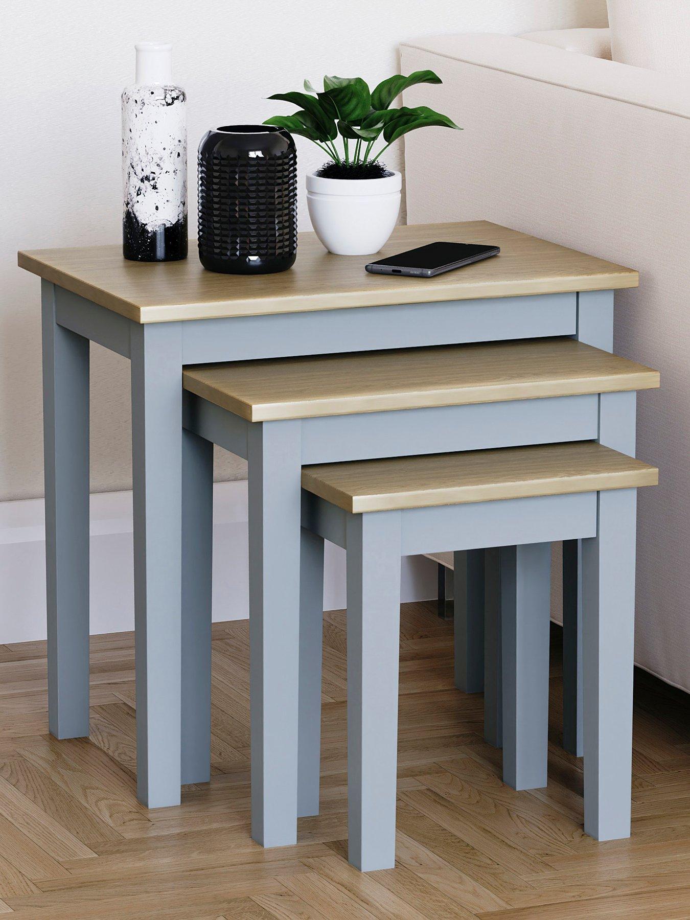 undefined Yorkshire Nest of 3 Tables - Grey/Oak