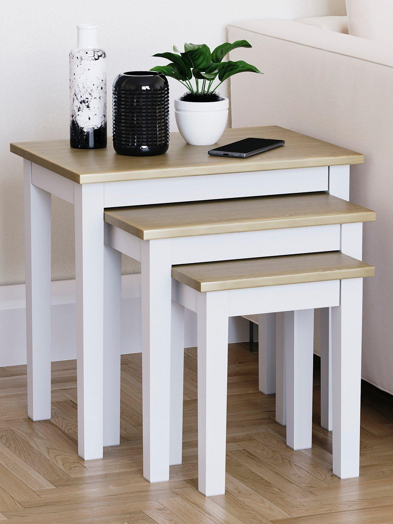Product photograph of Vida Designs Yorkshire Nest Of 3 Tables - White Oak from very.co.uk