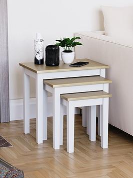 Product photograph of Vida Designs Yorkshire Nest Of 3 Tables - White Oak from very.co.uk