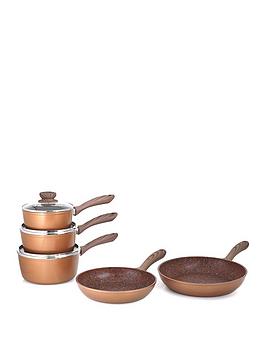 Product photograph of Jml Copper Stone 5 Piece Saucepan Frying Pan Set from very.co.uk