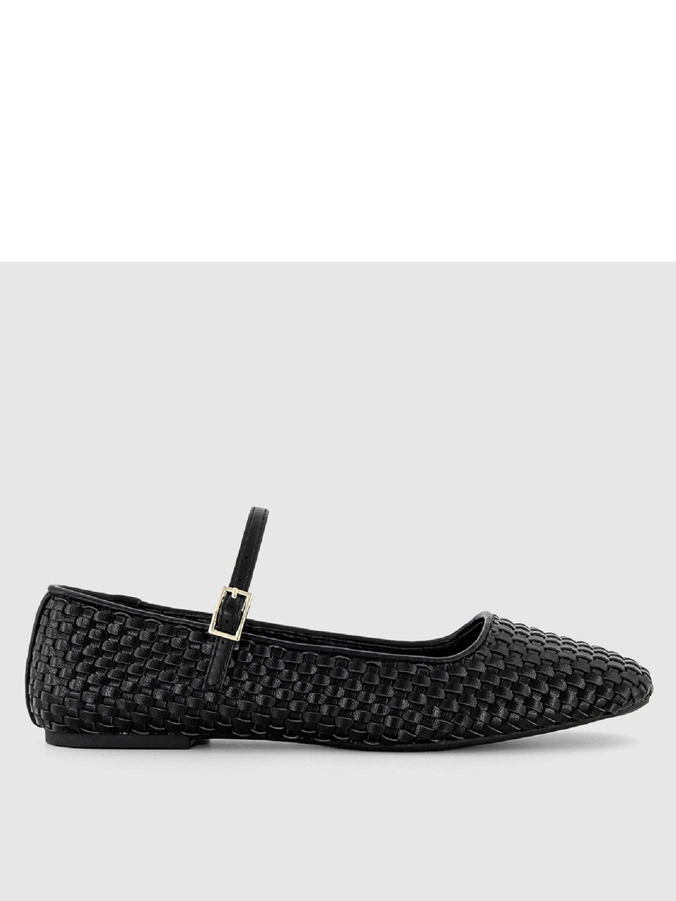 OFFICE Folk Woven Mary Jane Flat Shoe - Black | Very.co.uk