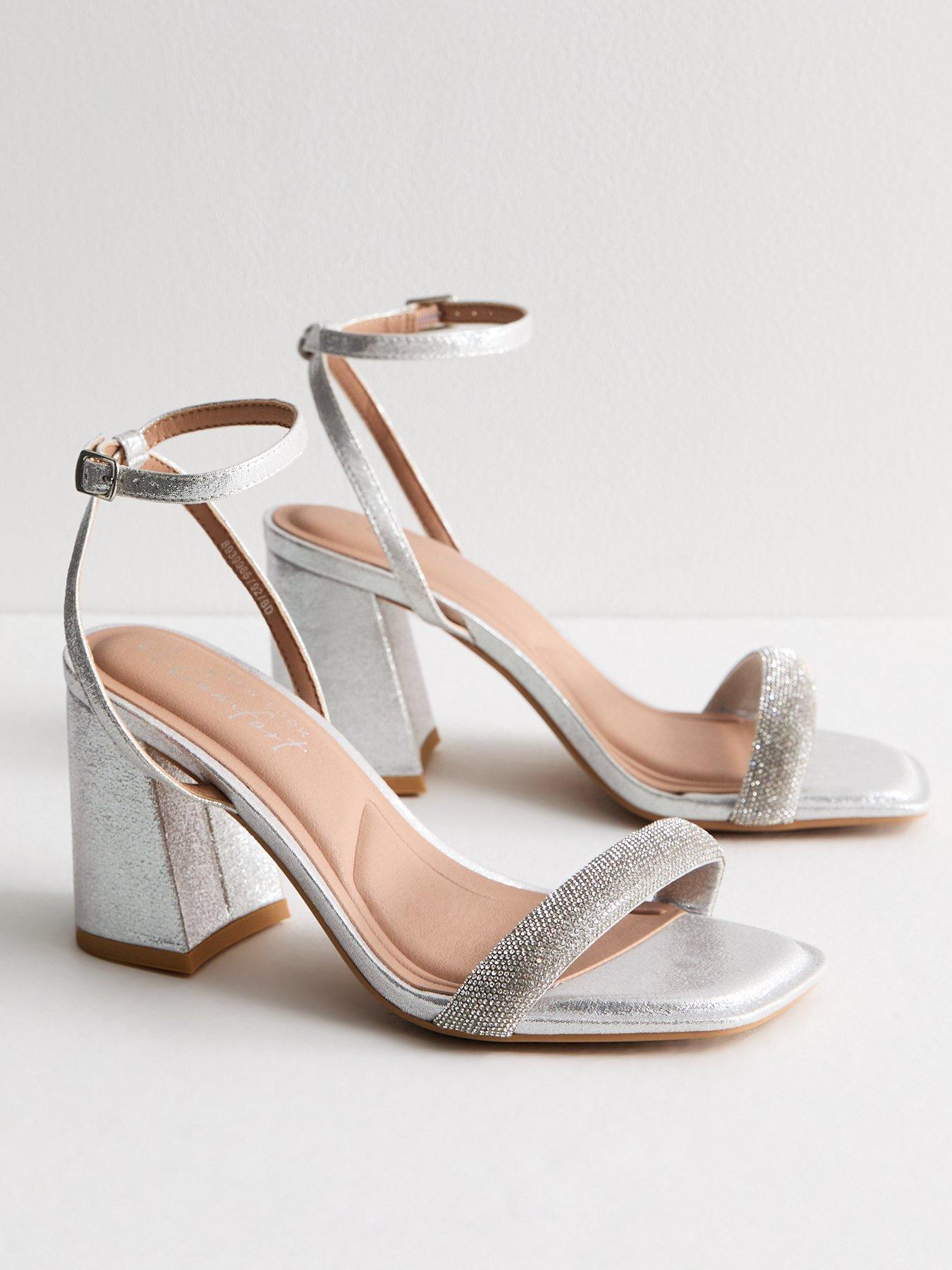 Orders silver heeled sandals wide fit