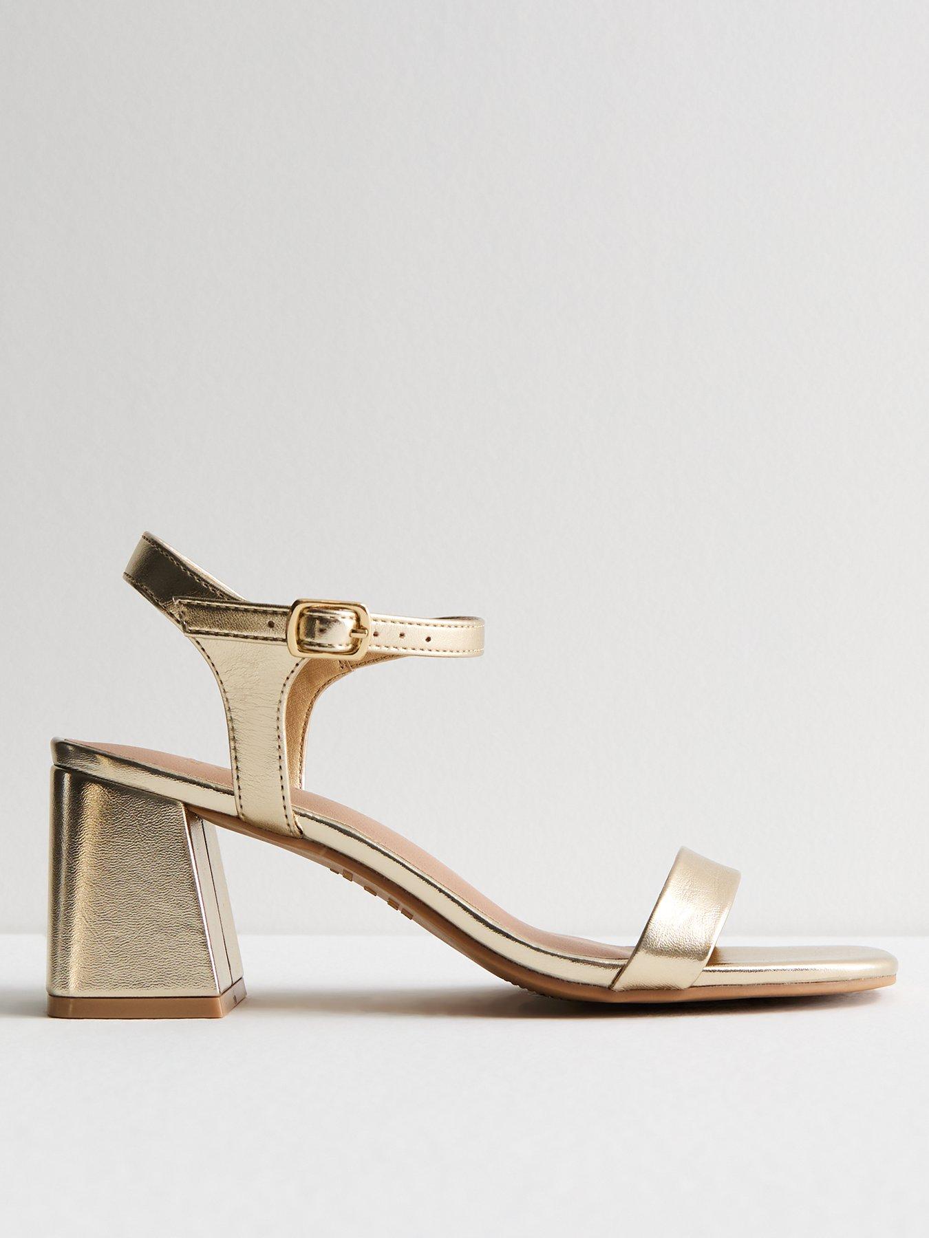 New Look Block Heel Sandals Gold Very