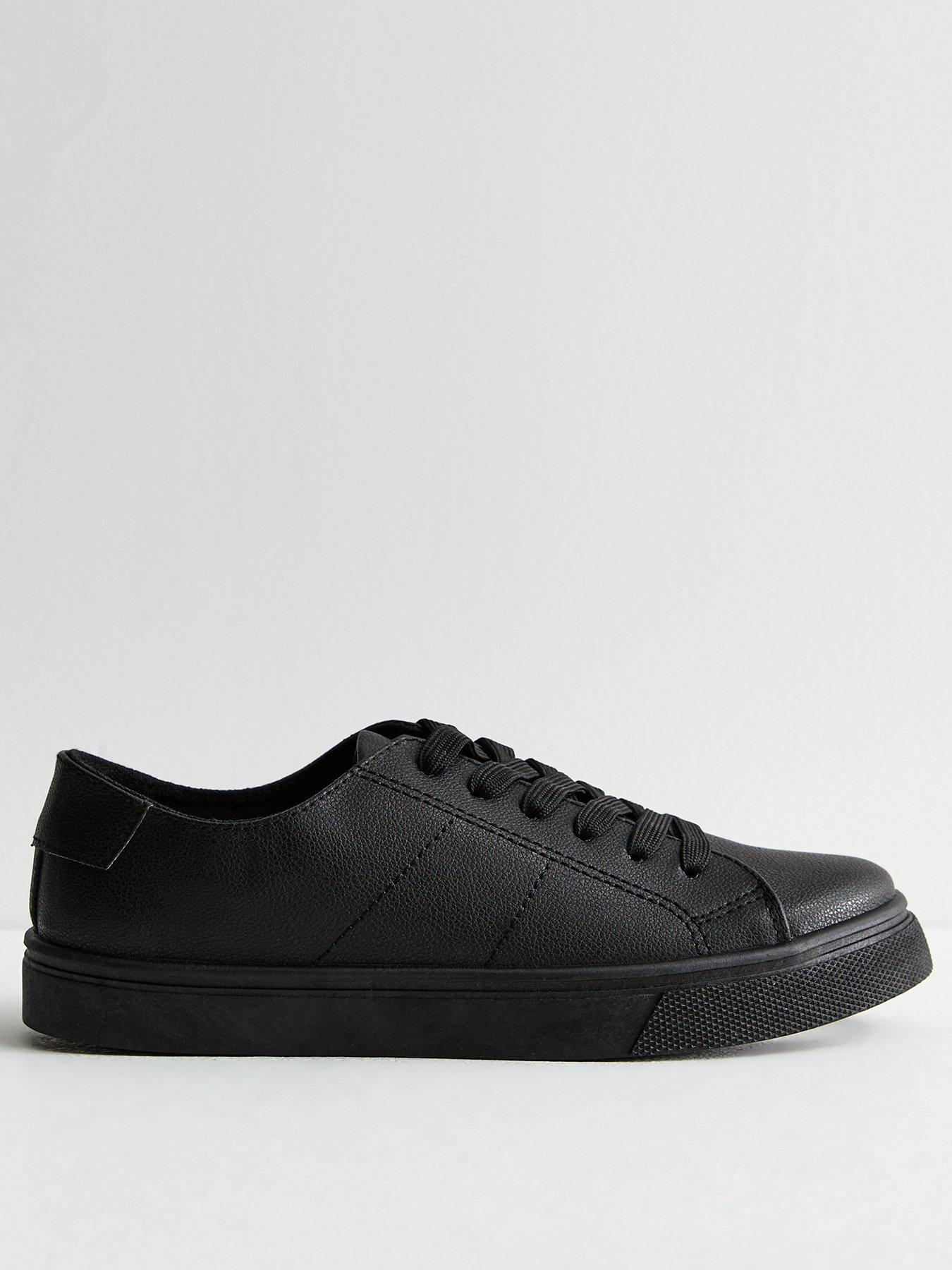 Black leather trainers uk online