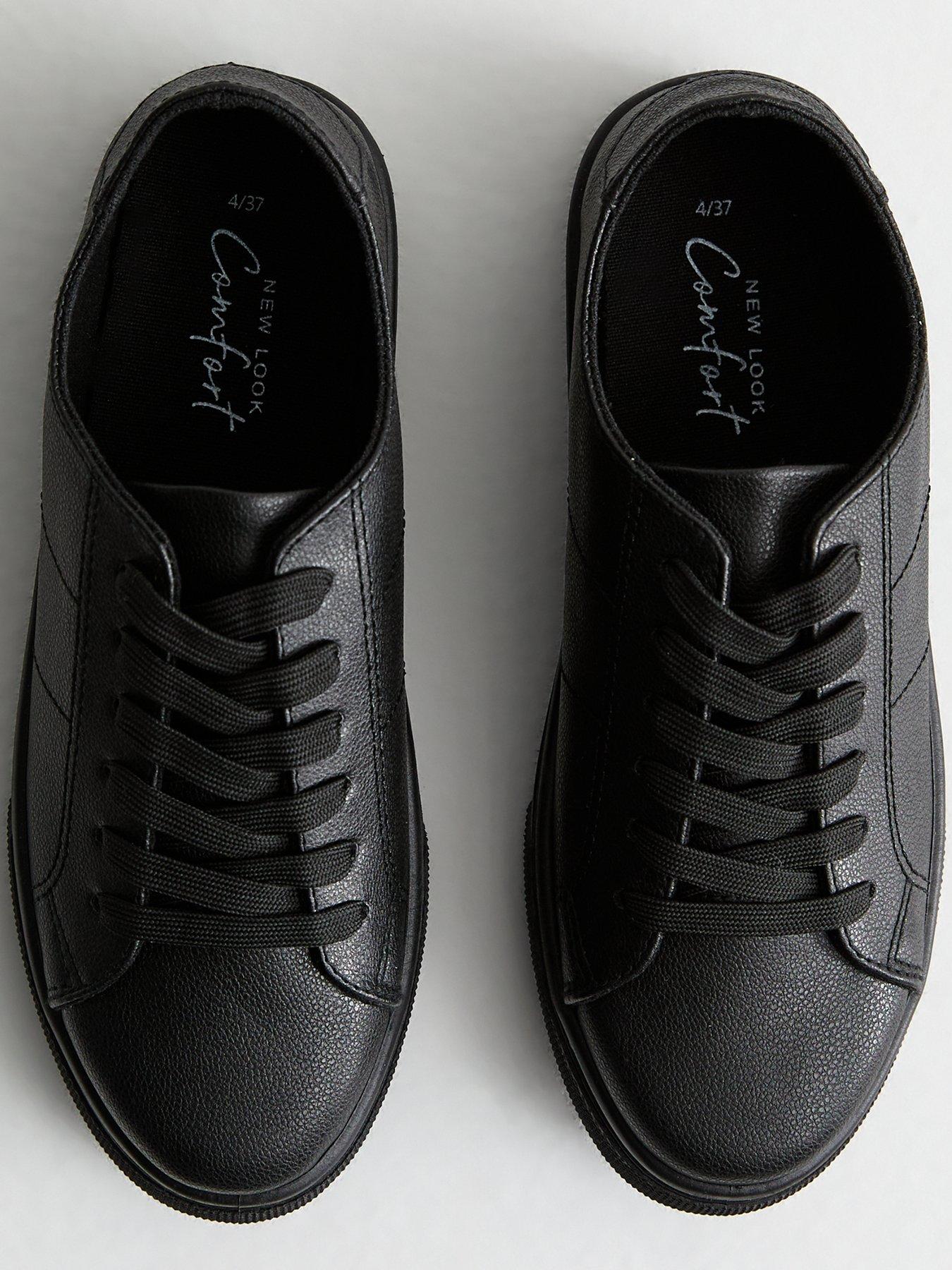 New Look Black Leather-look Trainers | Very.co.uk