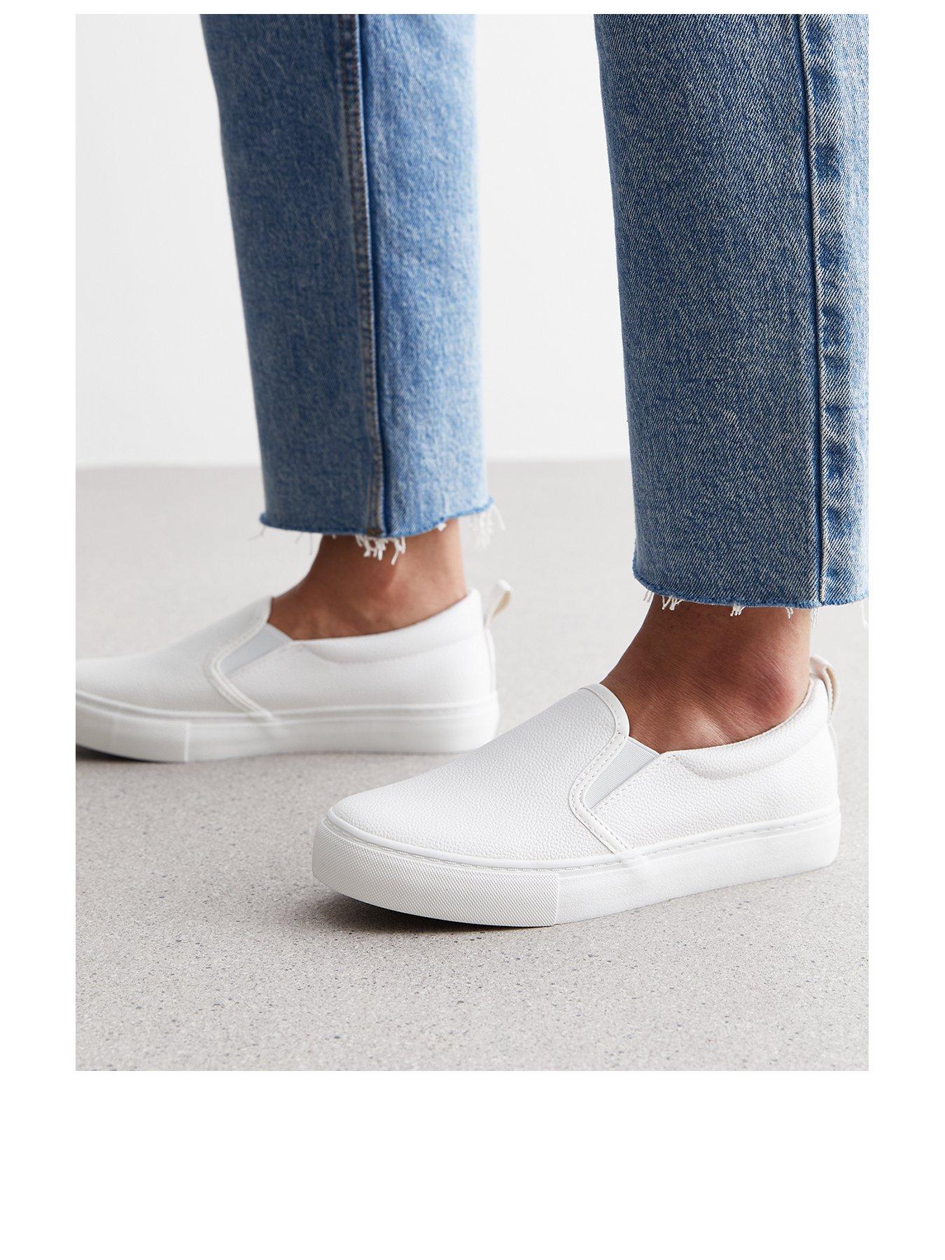 Leather white plimsolls best sale