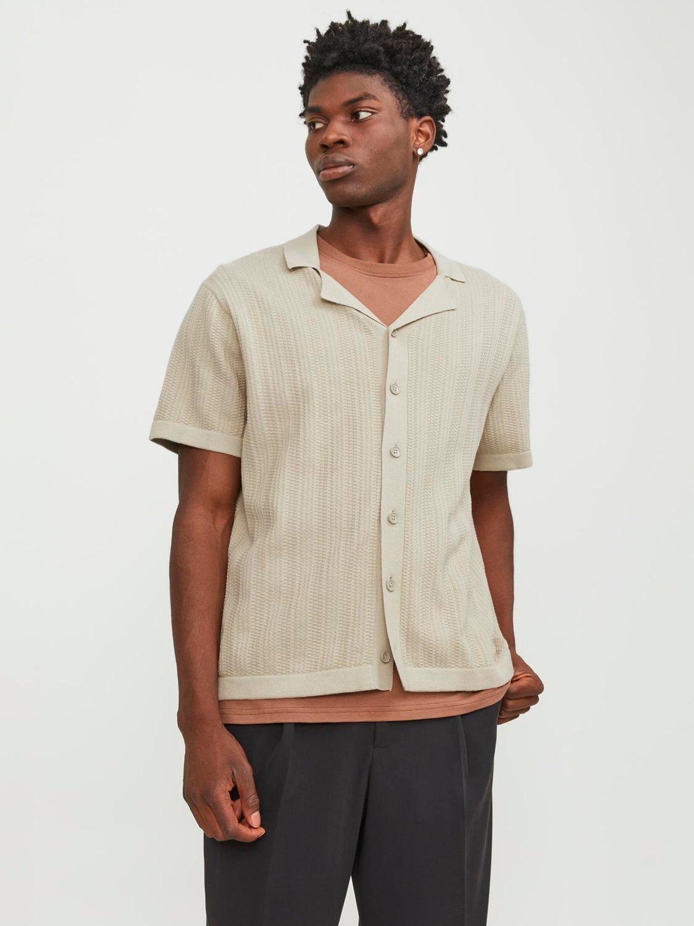 undefined Jack  &  Jones Short Sleeve Resort Collar Knitted Shirt - Beige
