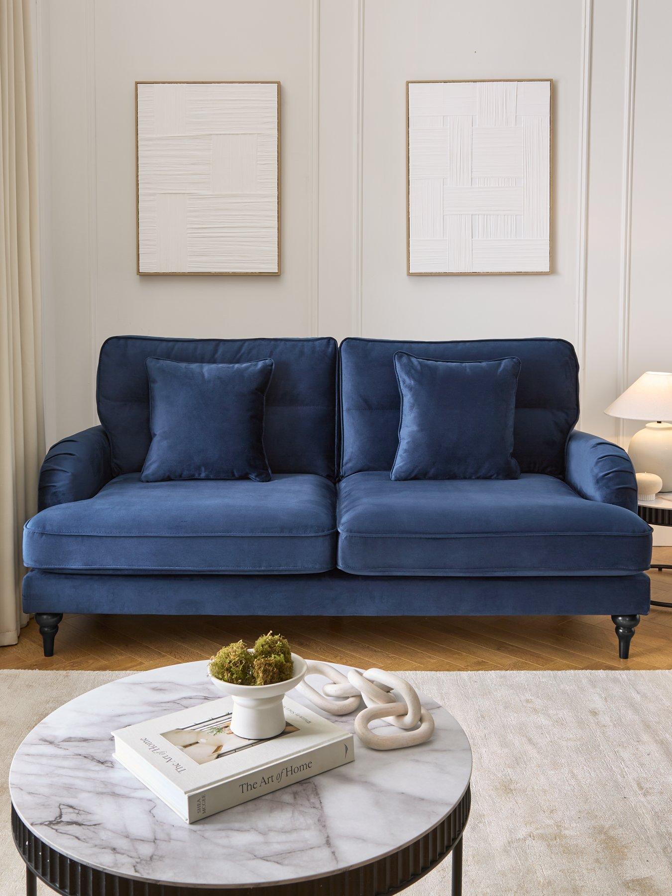 undefined Victoria 3 Seater Fabric Sofa - Navy - FSC® Certified