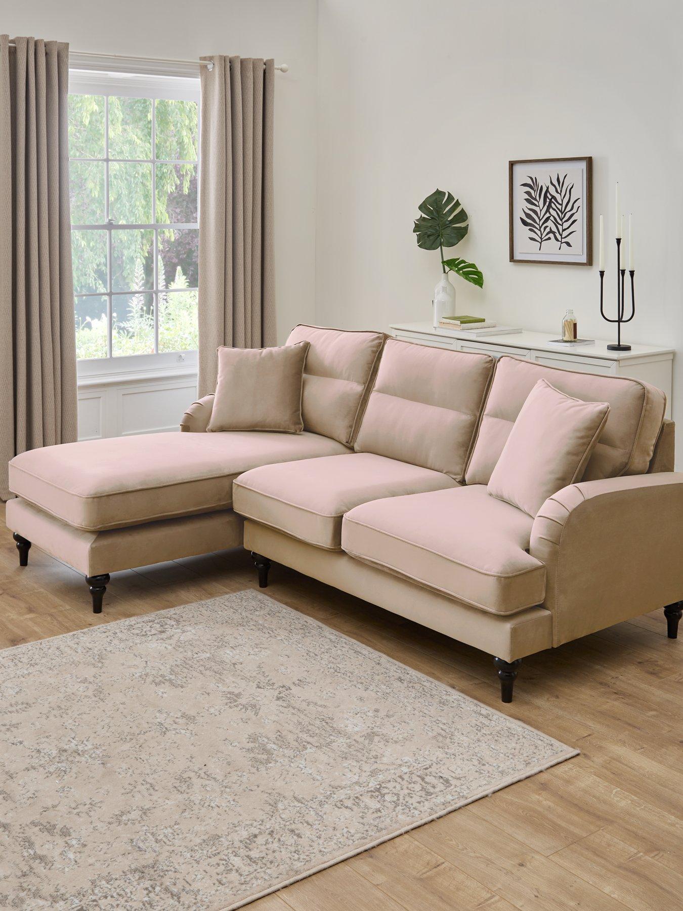 Very Home Victoria Left Hand Fabric 3 Seater Chaise Sofa - Mink - FSC® Certified