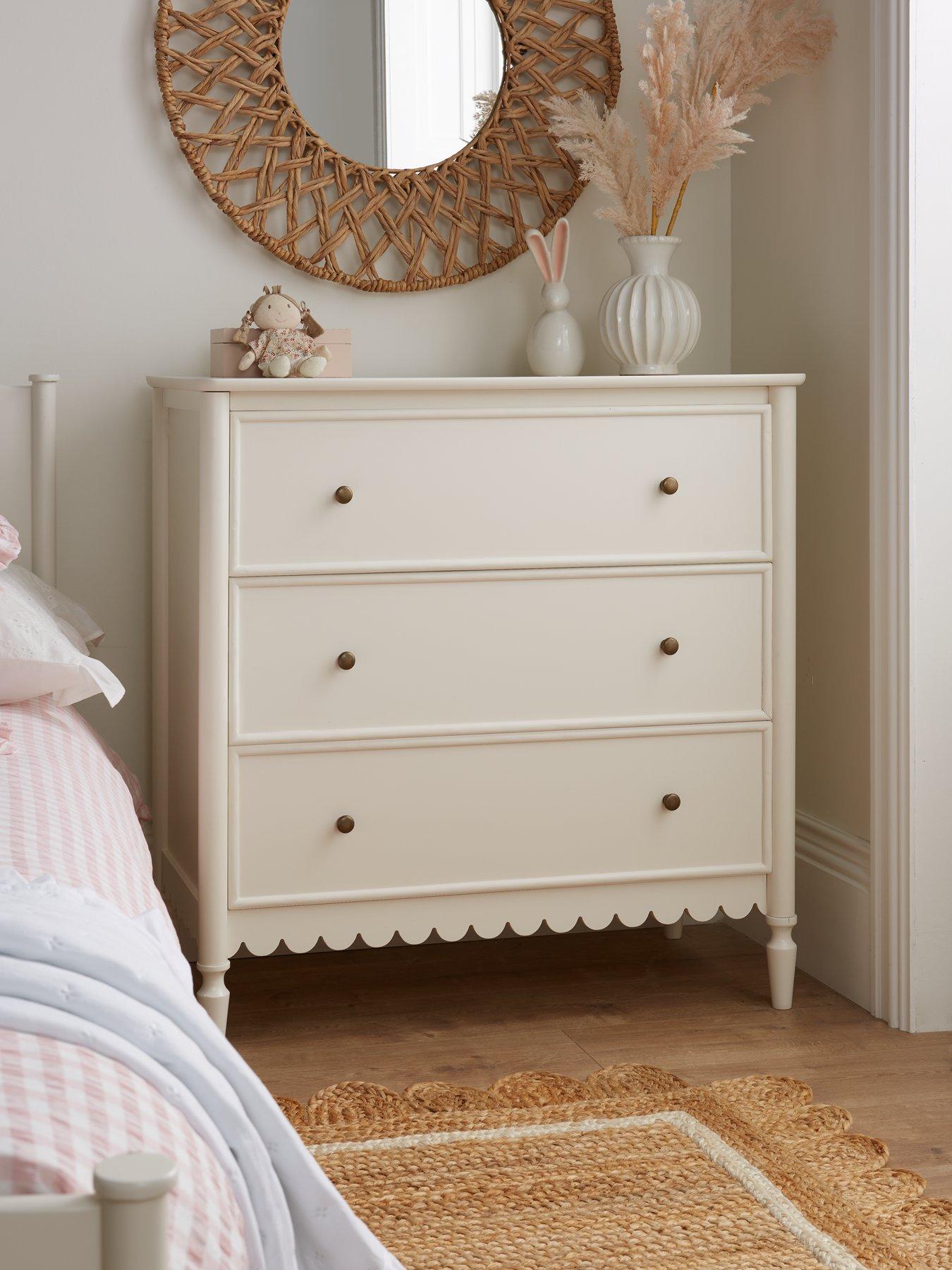 undefined Scallop 3 Drawer Chest - Cream - FSC Certified
