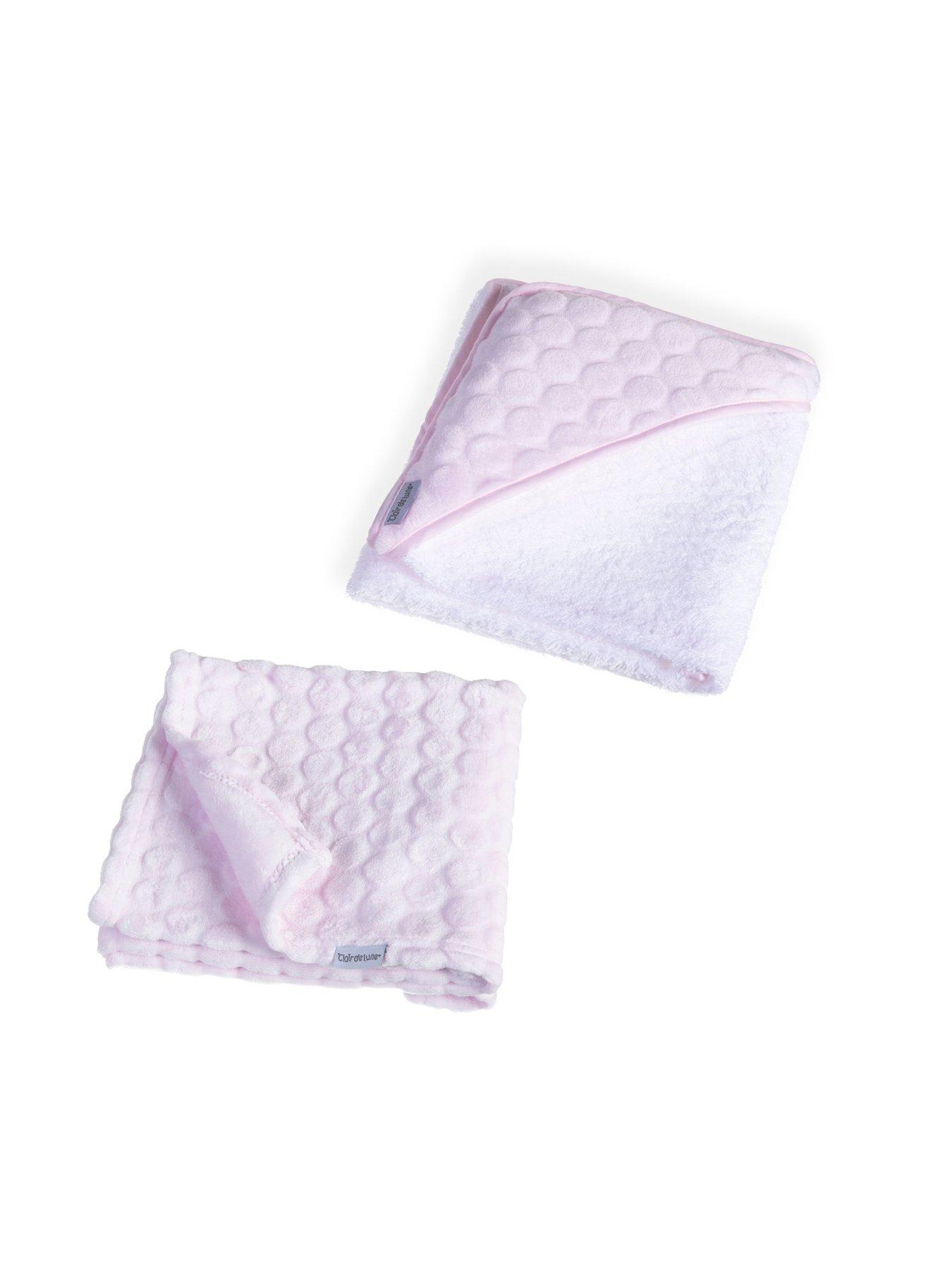 Clair De Lune Marshmallow Blanket and Hooded Towel 2 Pack Bundle- Blue