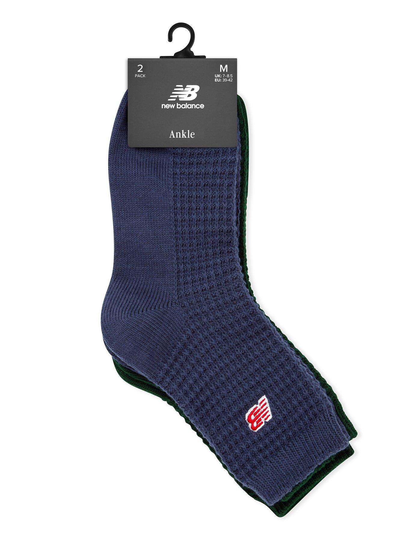 New Balance Unisex Waffle Knit Ankle Sock 2pk - Navy | Very.co.uk