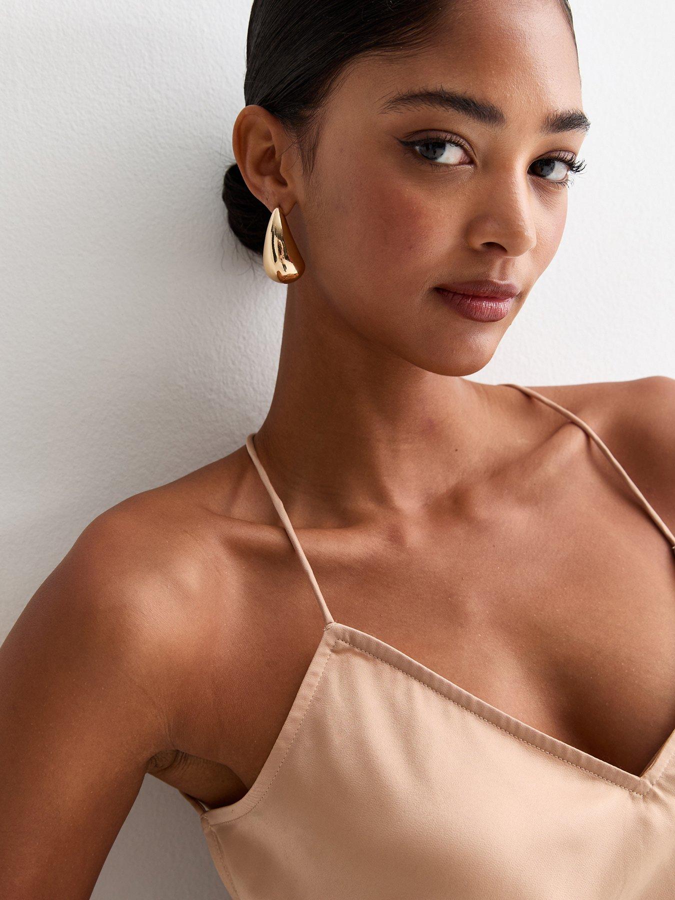 New Look Light Brown Open Strappy Back Satin Maxi Dress Very