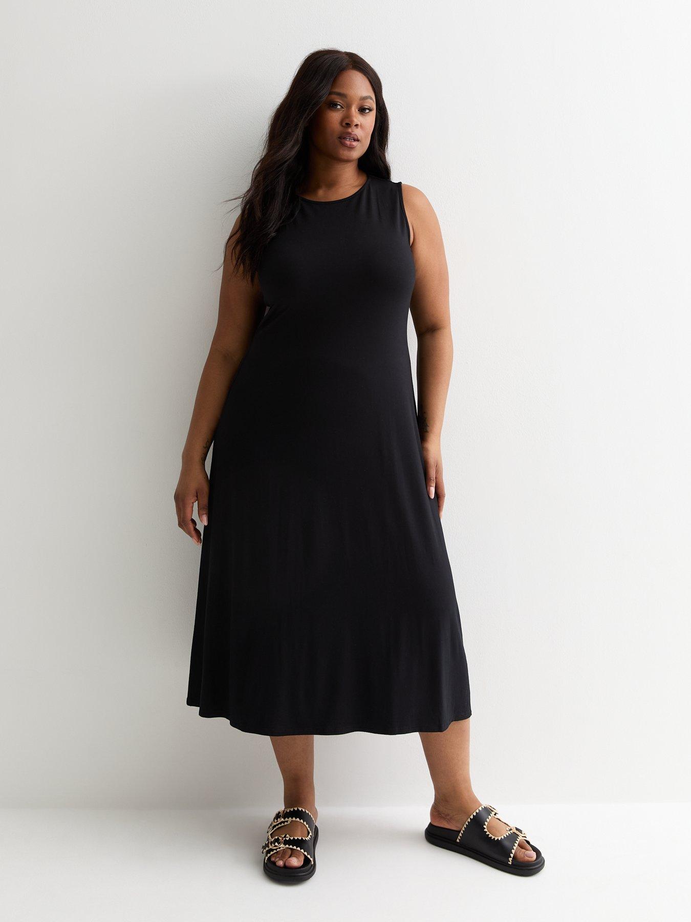 New Look Curves Black Jersey Midi Dress Black Very