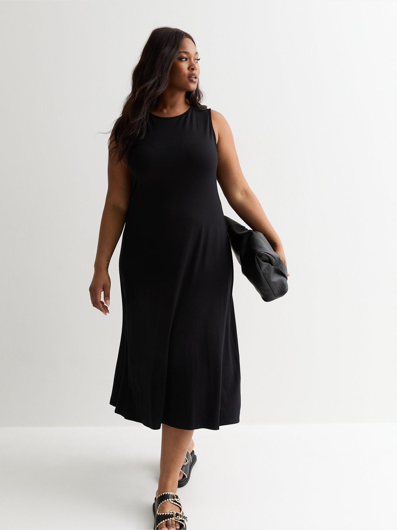 New Look Curves Black Jersey Midi Dress Black Very