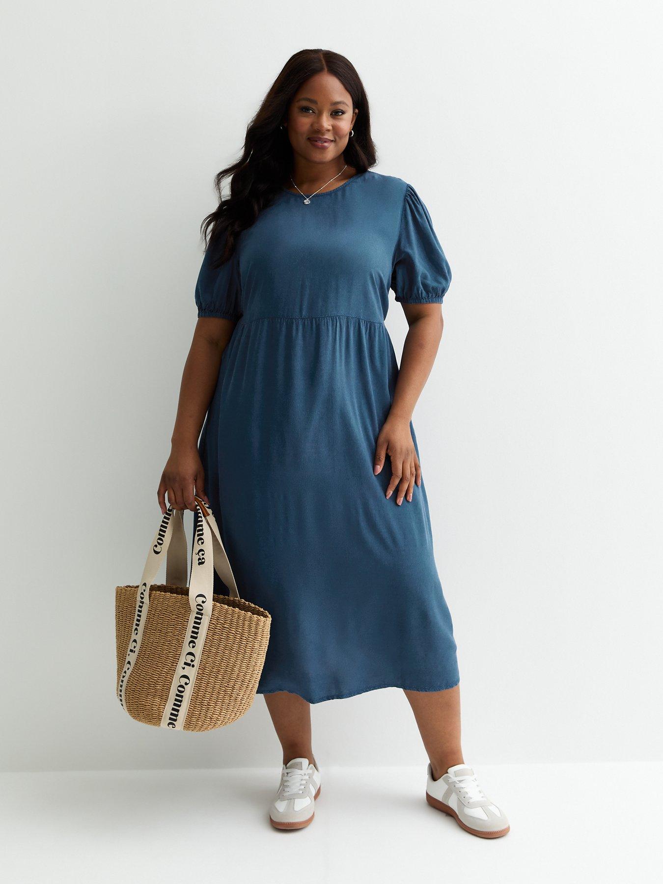 Denim midi dress plus size best sale