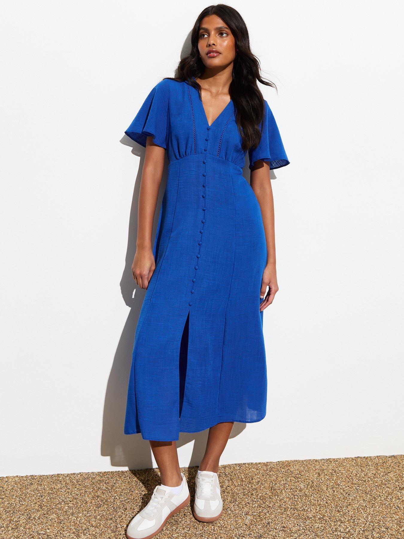 Midi dress with buttons down the front hotsell