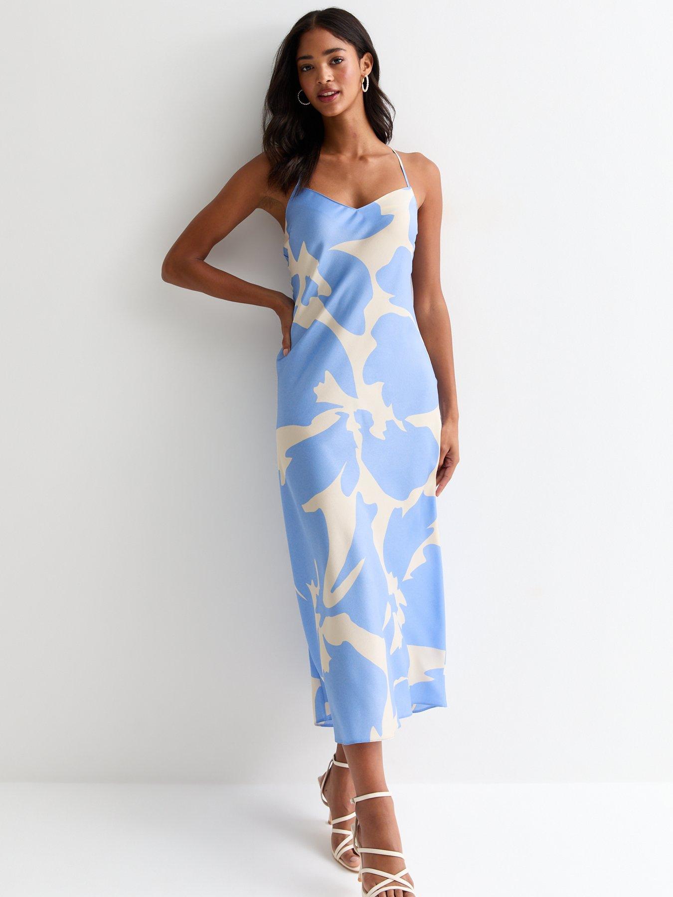 Blue floral slip dress best sale