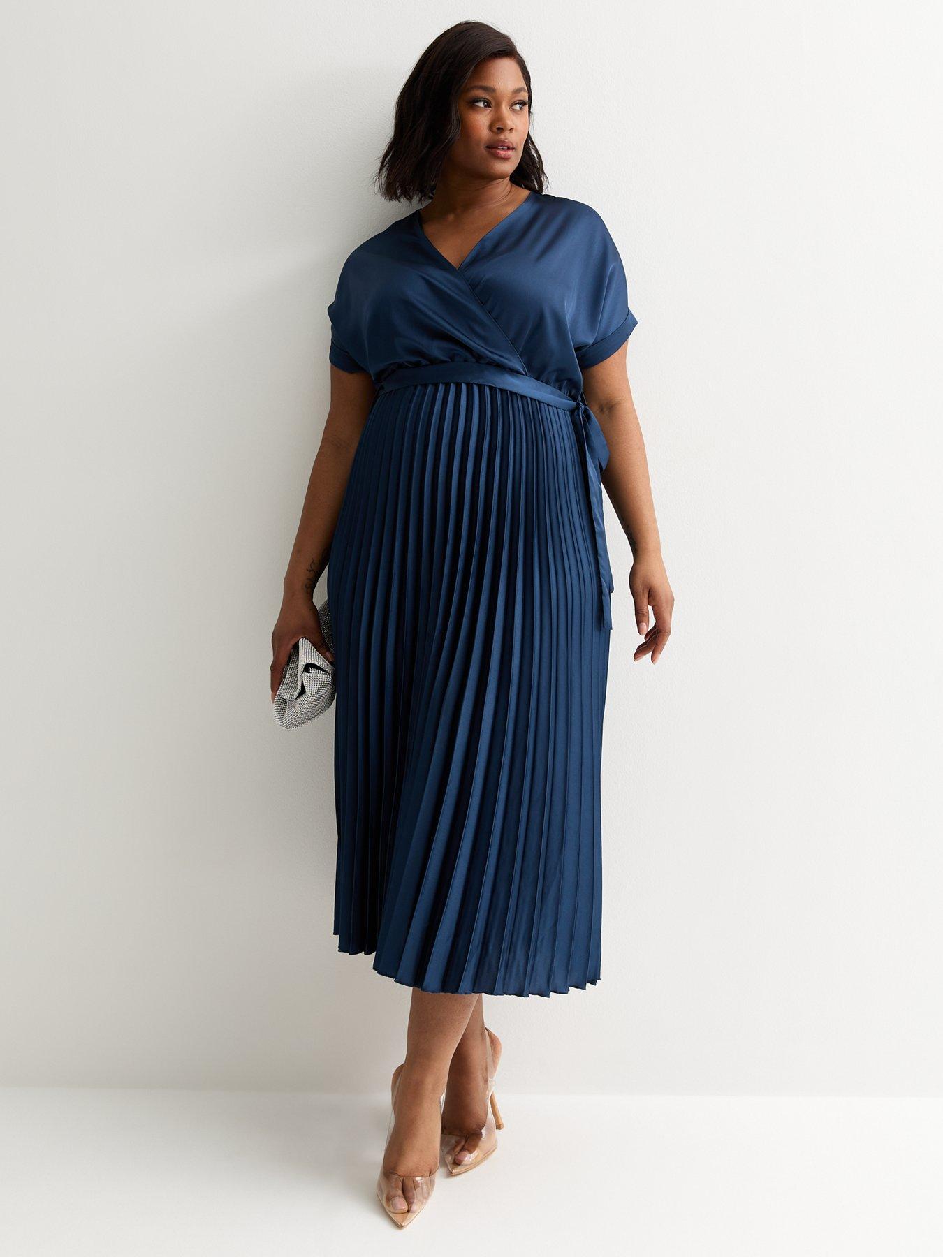 Pleated midi wrap dress online