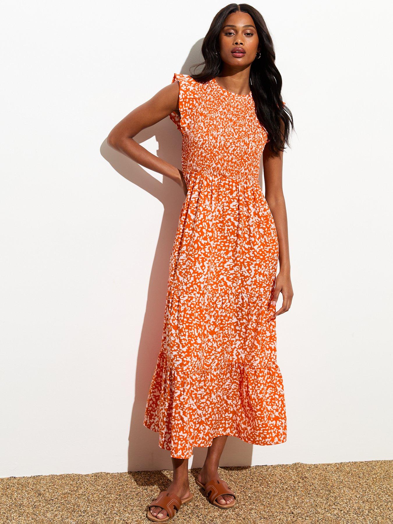 New look orange floral dress hotsell