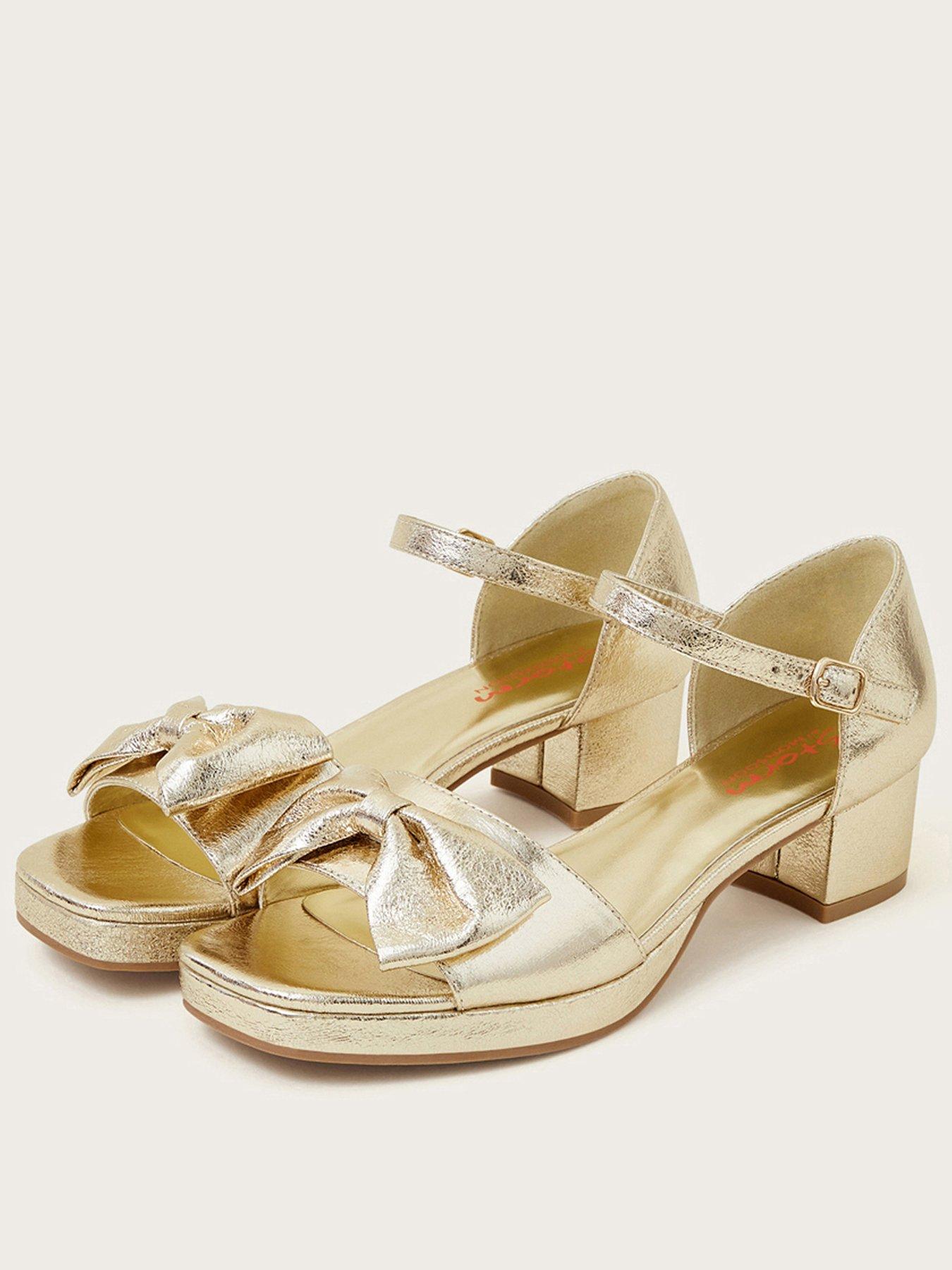 Monsoon Girls Bow Platform Sandals - Gold | Very.co.uk