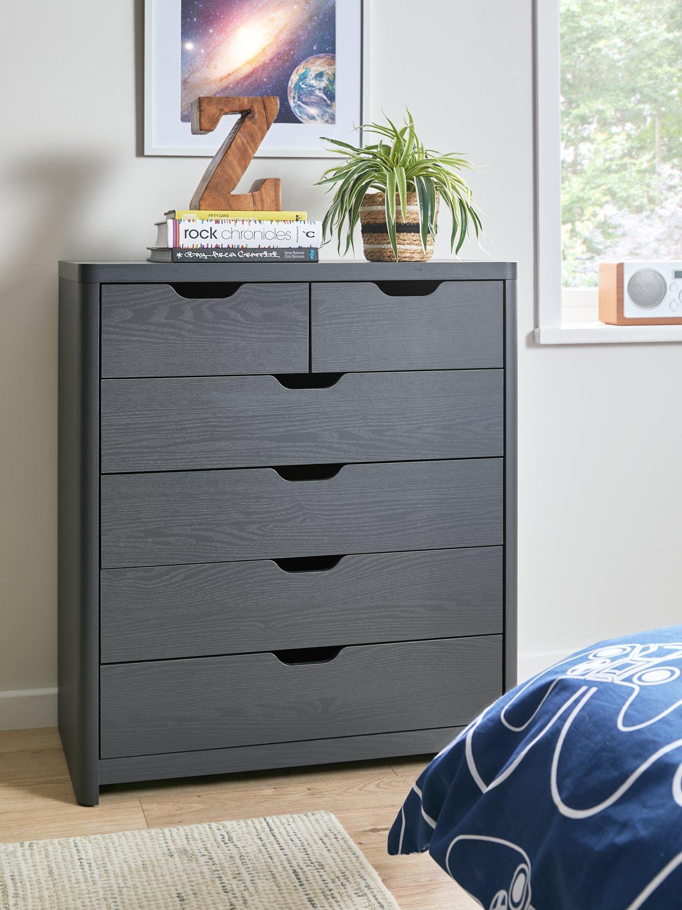 Very Home Aspen 4 + 2 Drawer Chest - Dark Grey Oak Effect