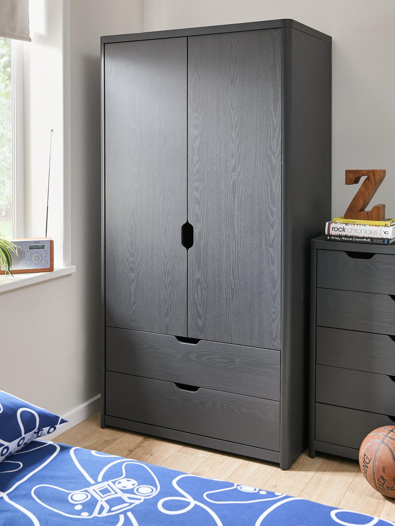 undefined Aspen 2 Door, 2 Drawer Wardrobe - Dark Grey