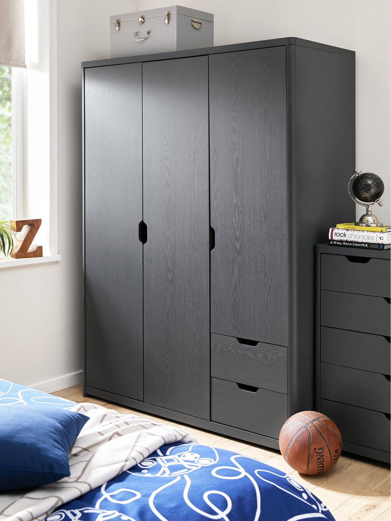 Product photograph of Very Home Aspen 3 Door 2 Drawer Wardrobe - Dark Grey from very.co.uk