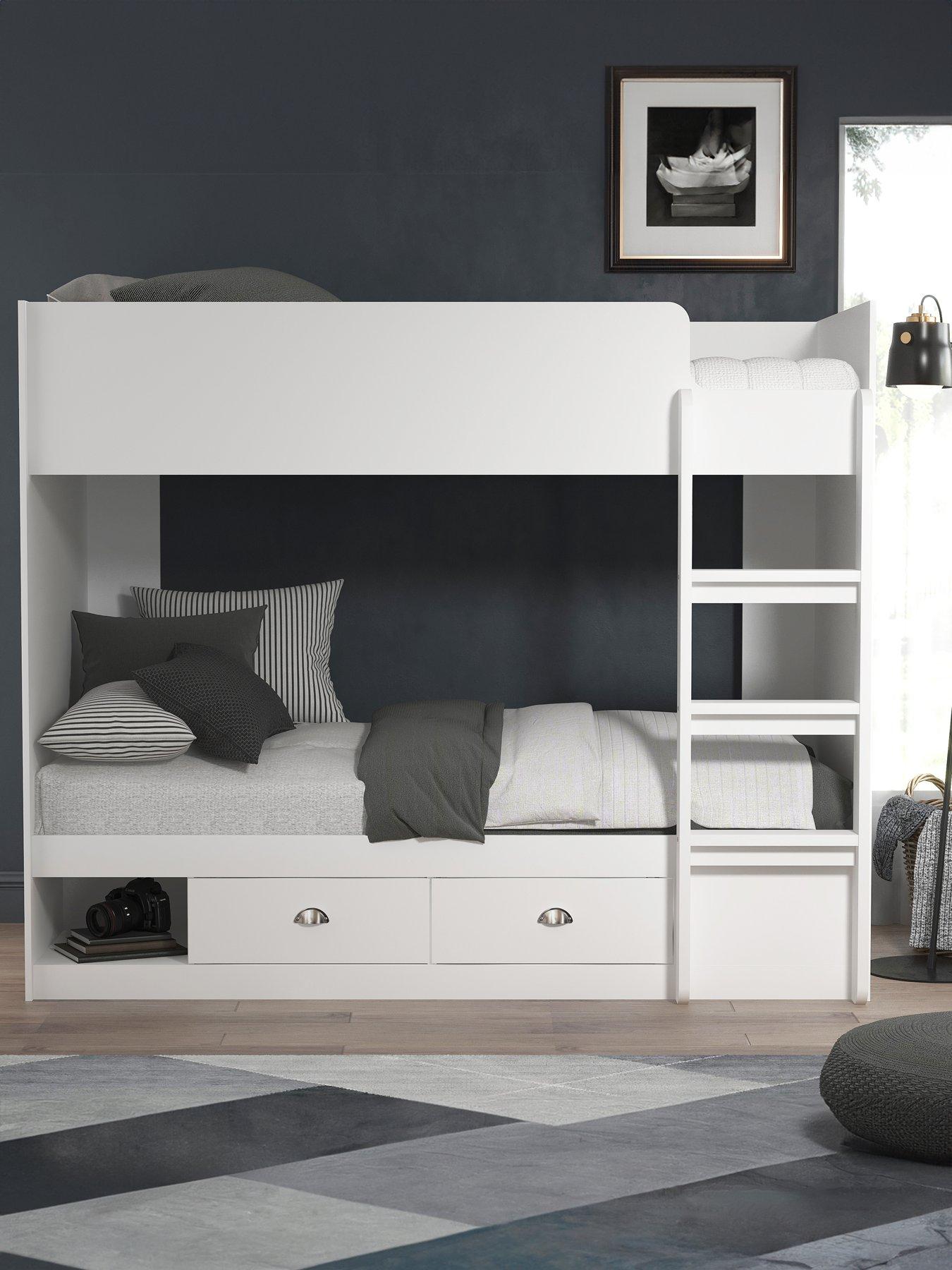 Product photograph of Very Home Atlanta Storage Bunk Bed With Mattress Options Buy Amp Save - White - Bunk Bed Only from very.co.uk