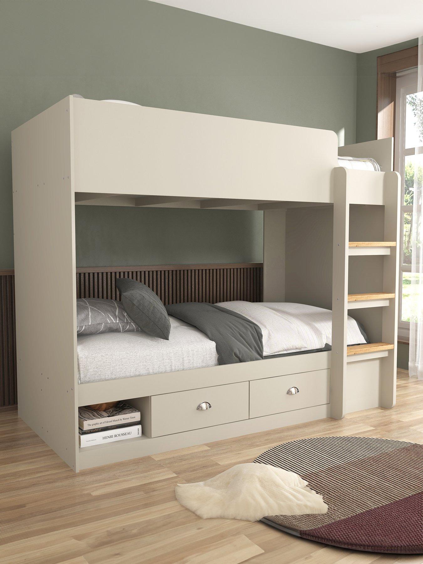 Product photograph of Very Home Atlanta Storage Bunk Bed With Mattress Options Buy Amp Save - Grey - Bunk Bed Only from very.co.uk