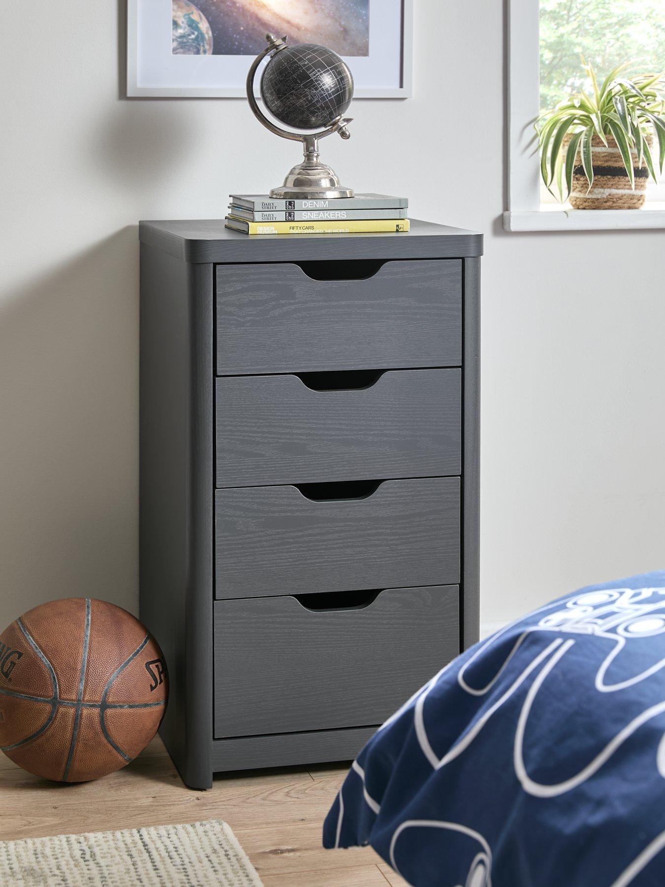 Product photograph of Very Home Aspen Children S Slim 4 Drawer Chest - Dark Grey from very.co.uk