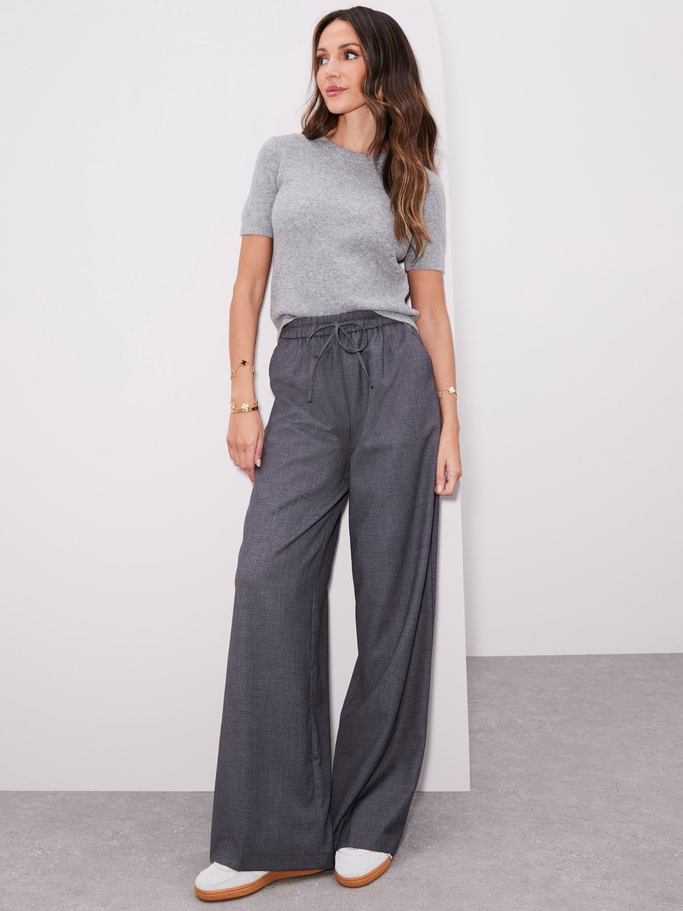 Grey smart trousers womens best sale