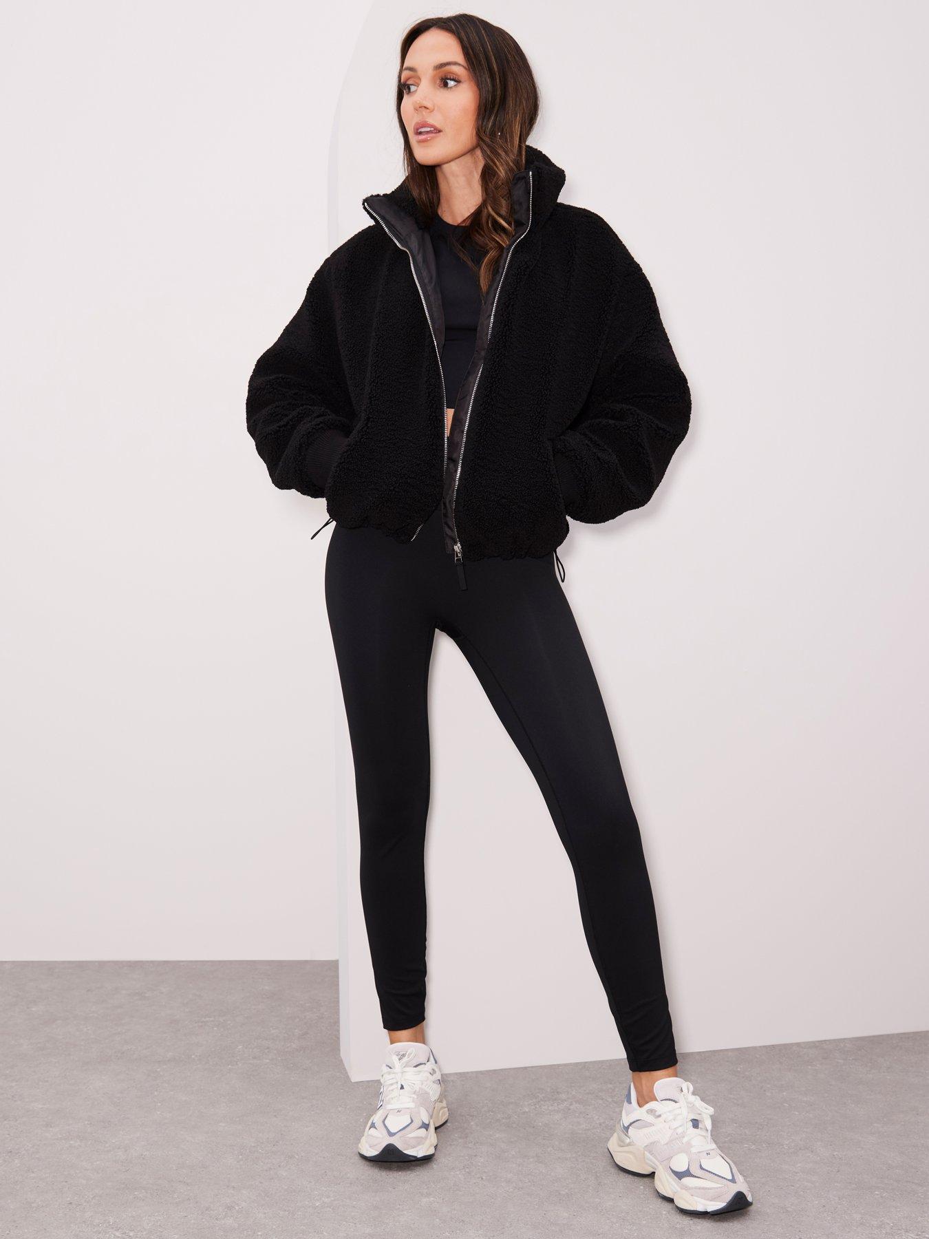 Black faux sherpa coat best sale