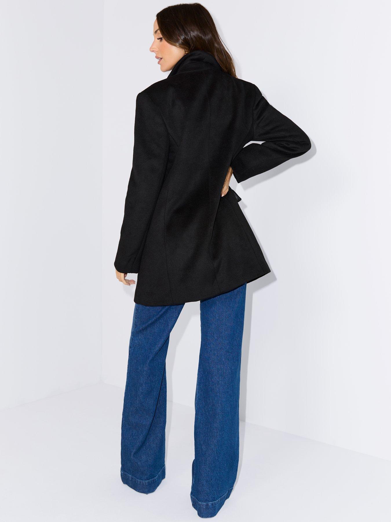 Image 2 of 4 of Michelle Keegan Faux Wool Oversized Blazer - Black