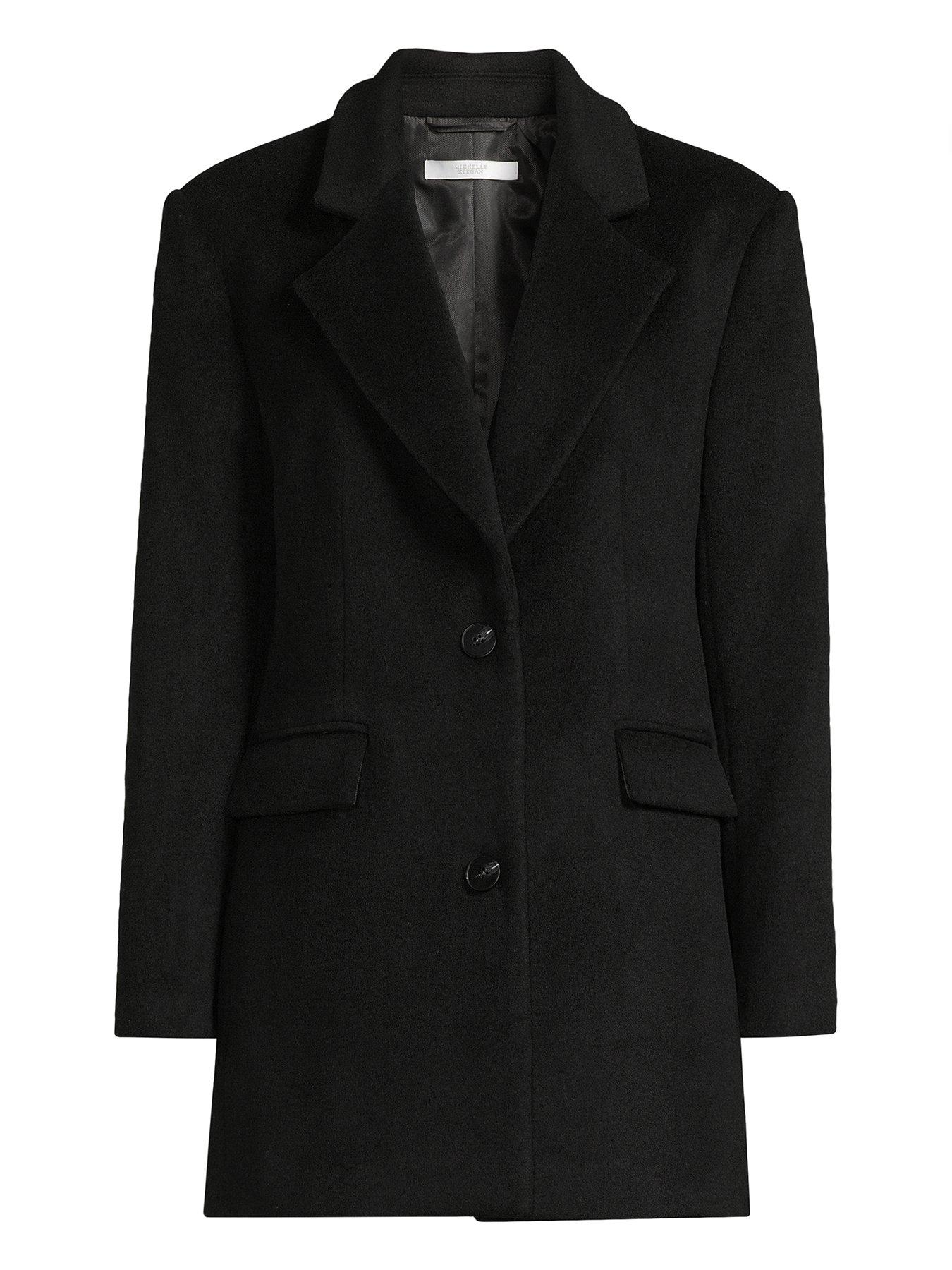 Image 4 of 4 of Michelle Keegan Faux Wool Oversized Blazer - Black