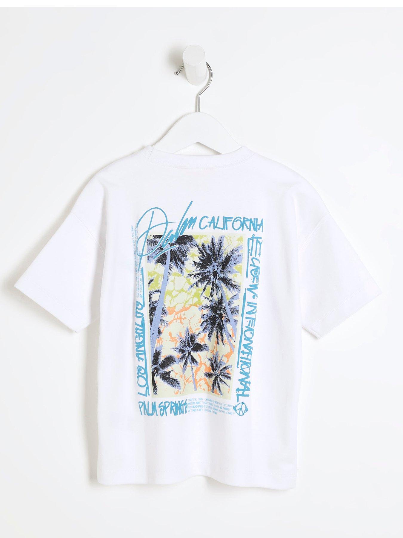 River Island Mini Mini Boys Palm Tree Graphic T-shirt - White | Very.co.uk