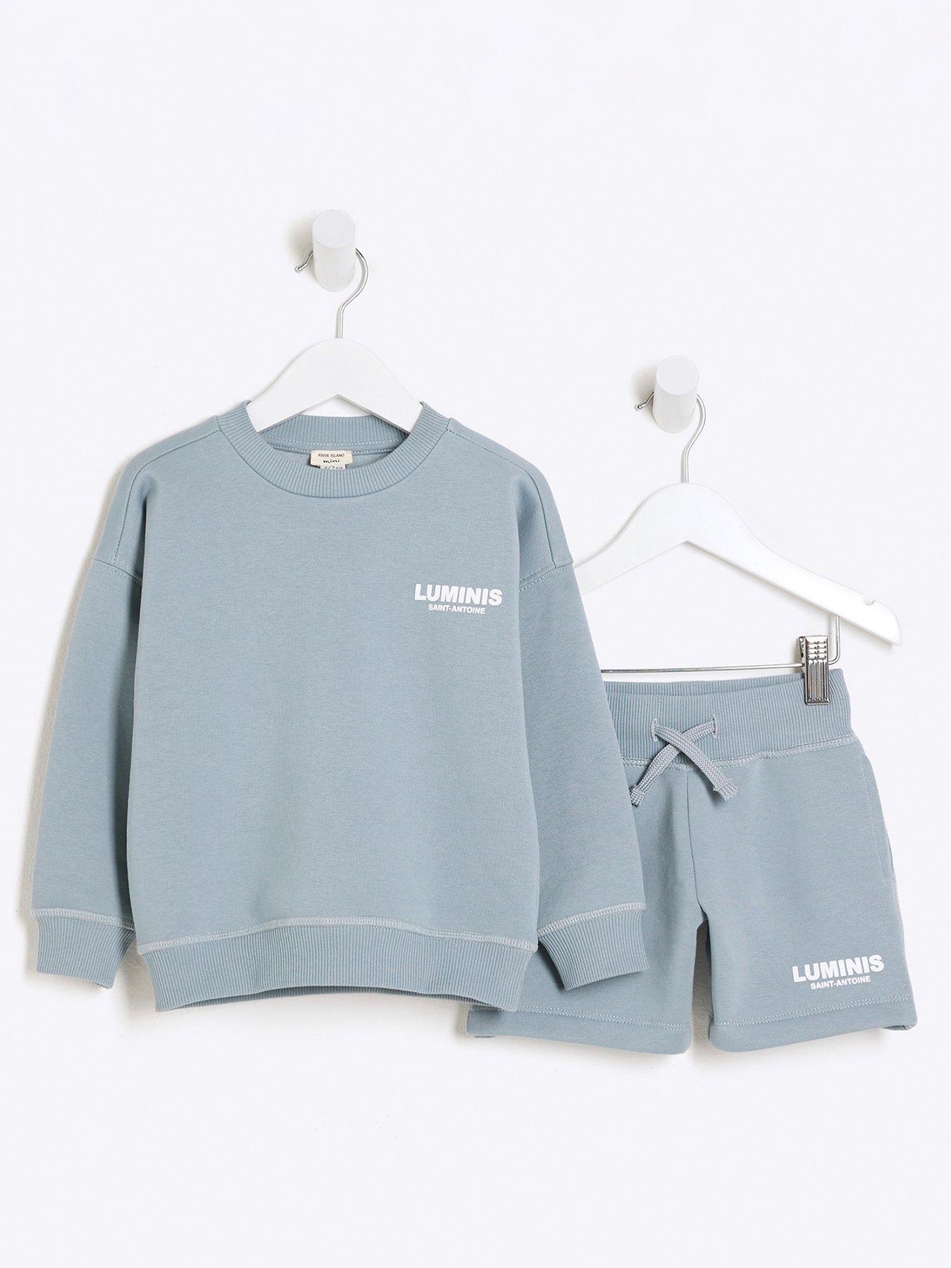 river island mini mini boys graphic sweatshirt set - blue