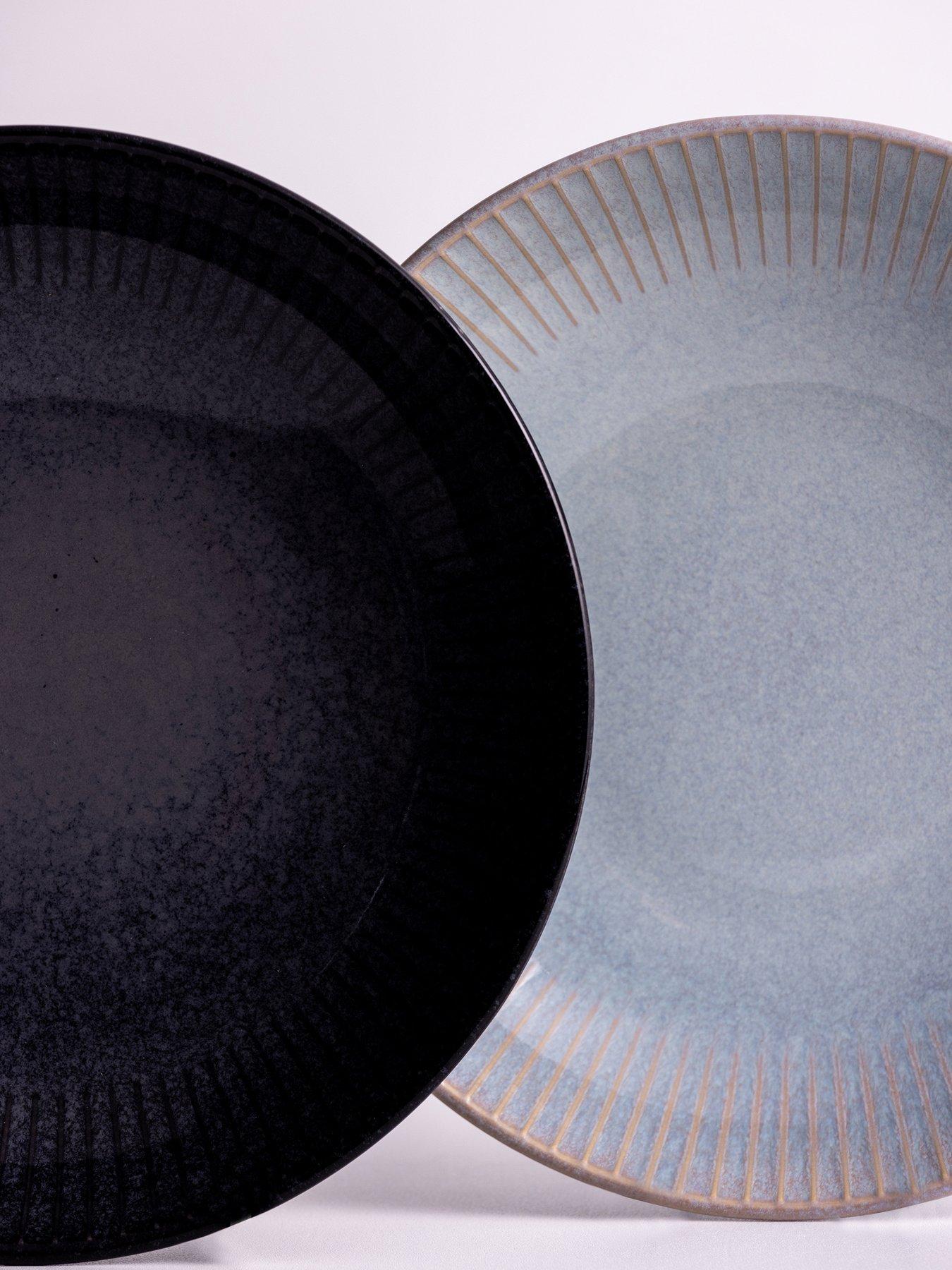 Image 5 of 5 of Mason Cash Reactive Linear Set of 4 Pasta Bowls &ndash; Black