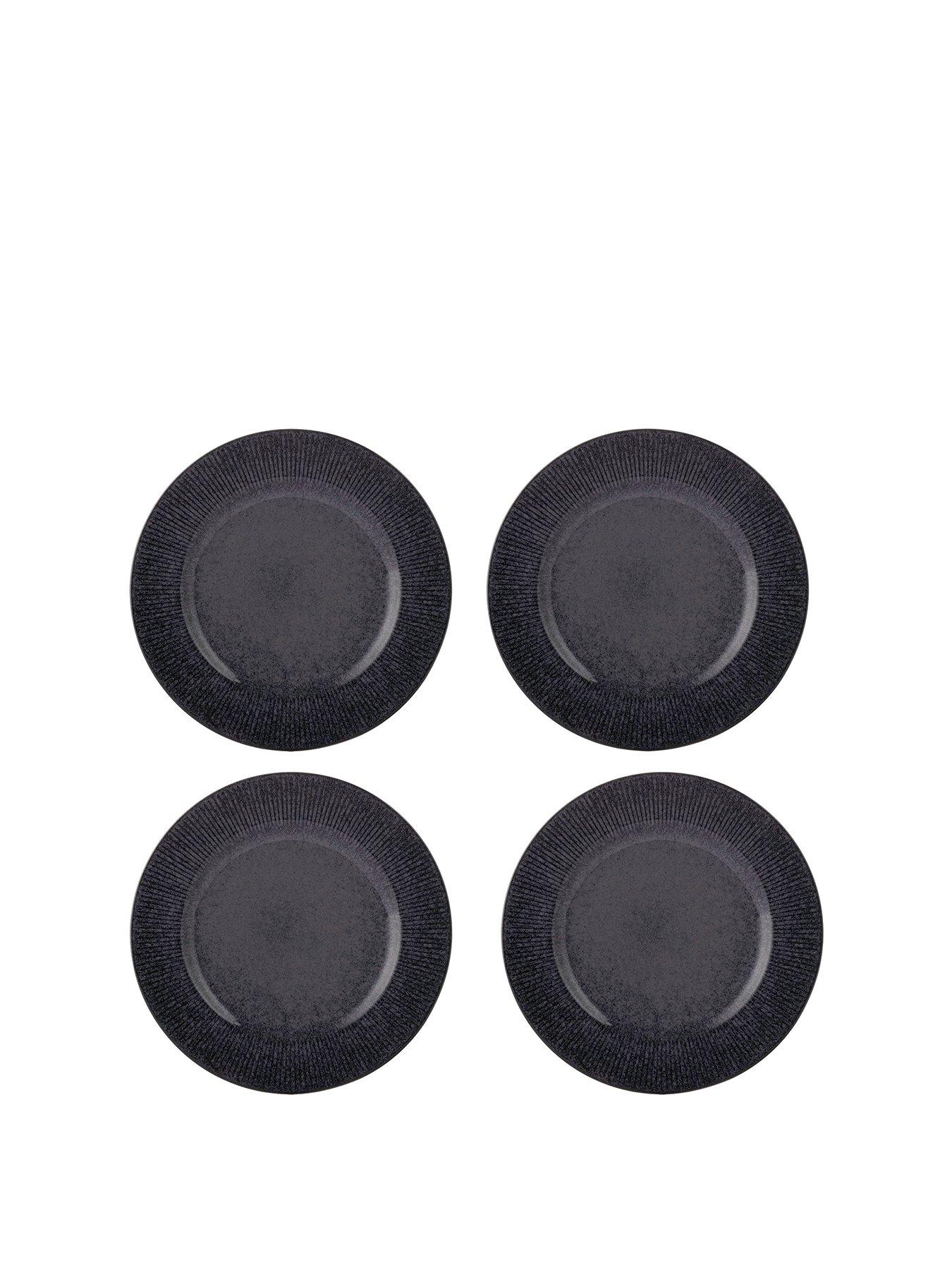Image 2 of 4 of Mason Cash Reactive Linear Set of 4 Dinner Plates &ndash; Black